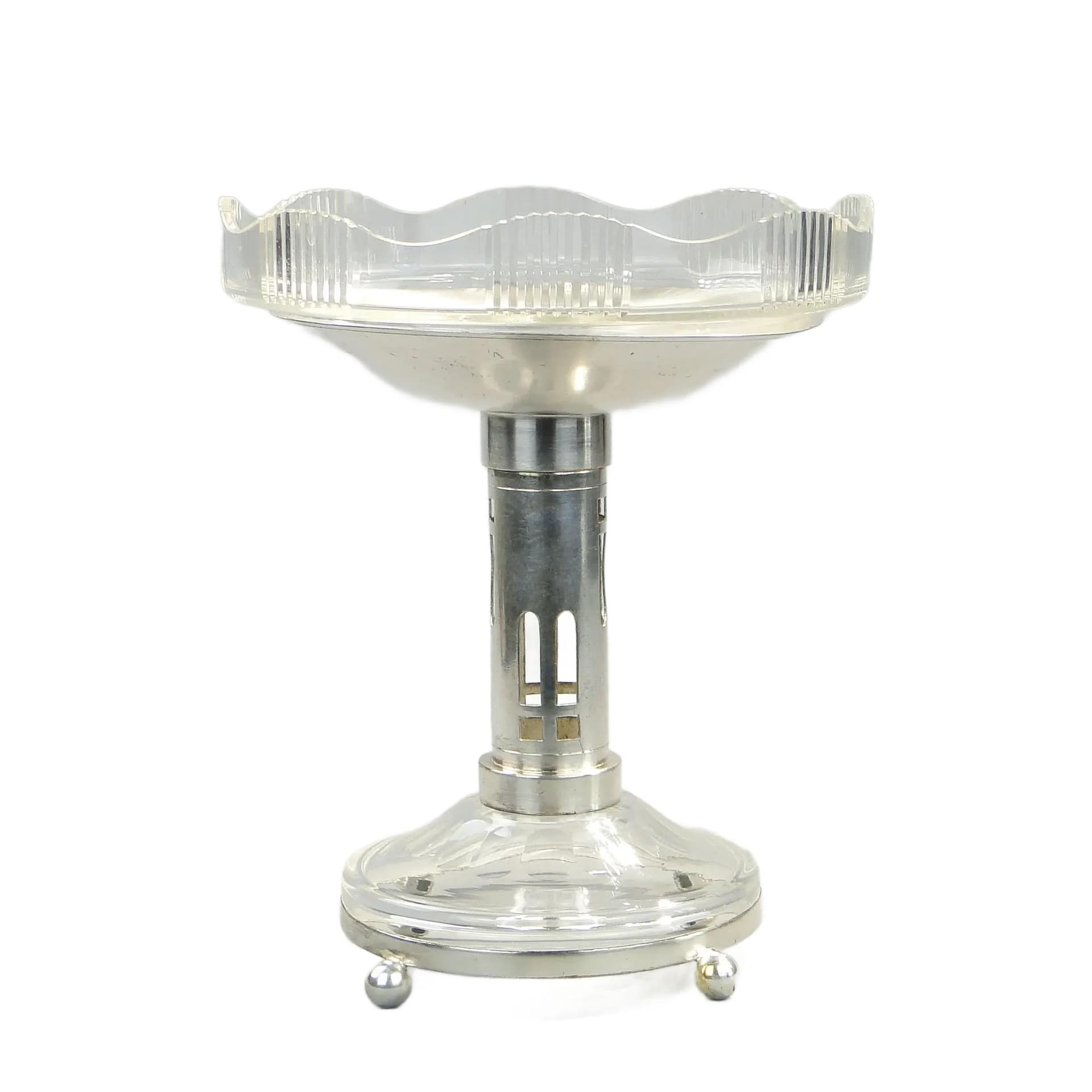 Centerpiece Art Deco, transparent crystal, Sandrik, Slovakia, 1920s