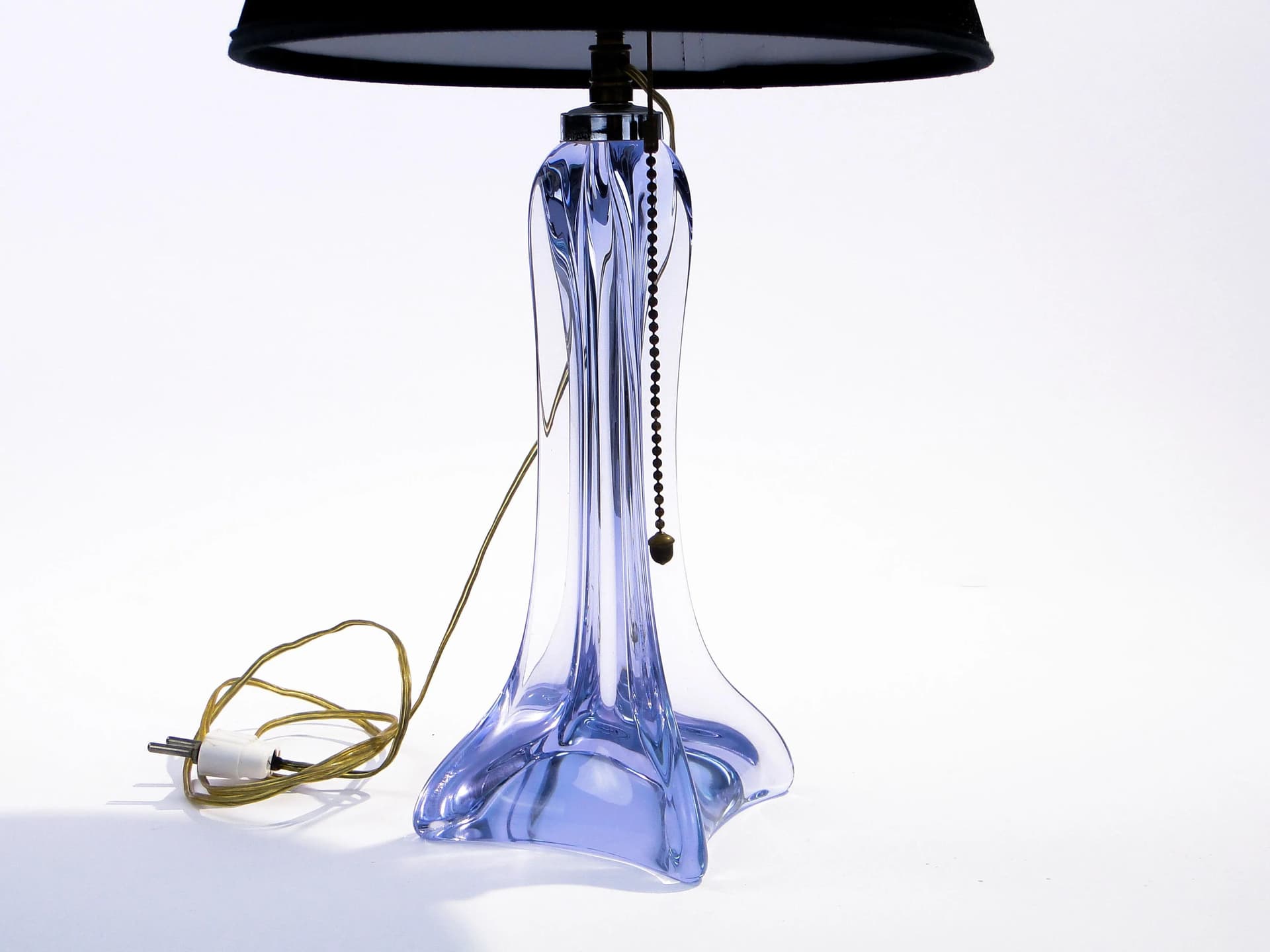 Table lamp, violet glass, Val St Lambert, Belgium, 1960s. - 33213
