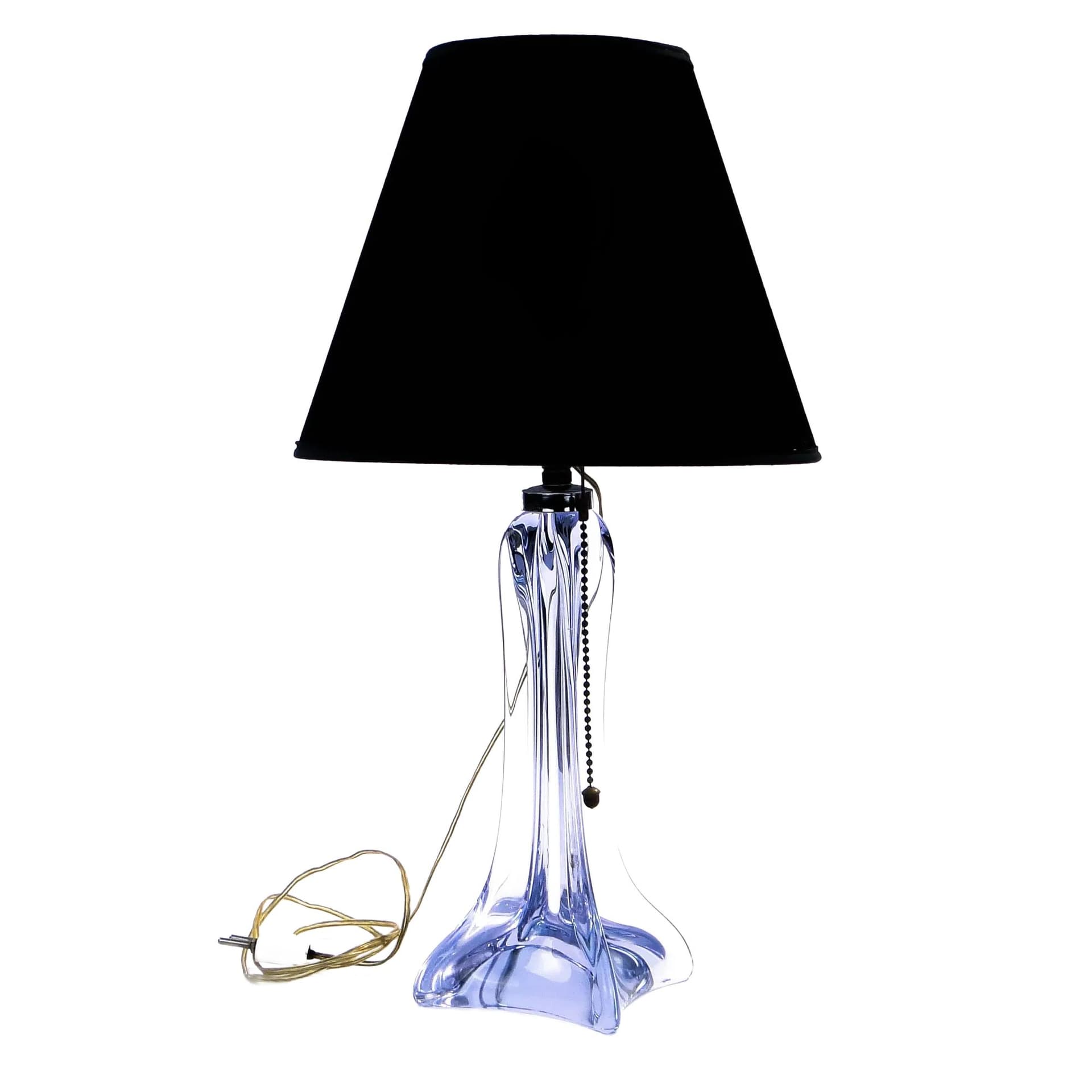 Table lamp, violet glass, Val St Lambert, Belgium, 1960s.