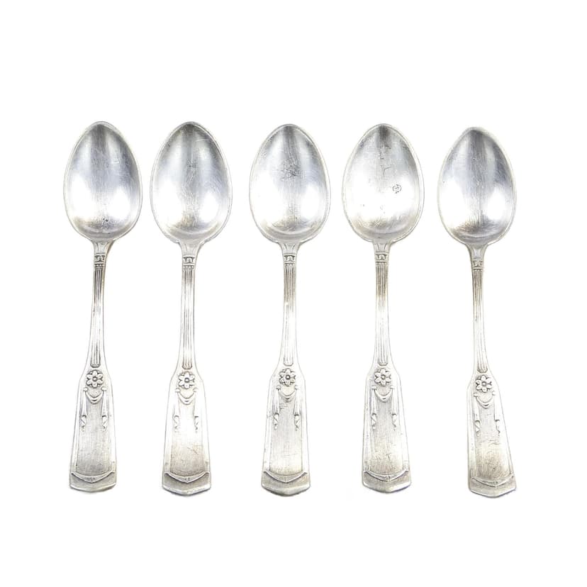 Set of Five Coffee Spoons, Art Nouveau, silver, early 20th c.