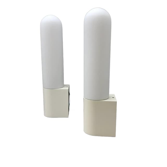 Para kinkietów, ivory white stal, szkło opalowe, Glashutte Limburg, Niemcy, lata 80. - WYMIARY