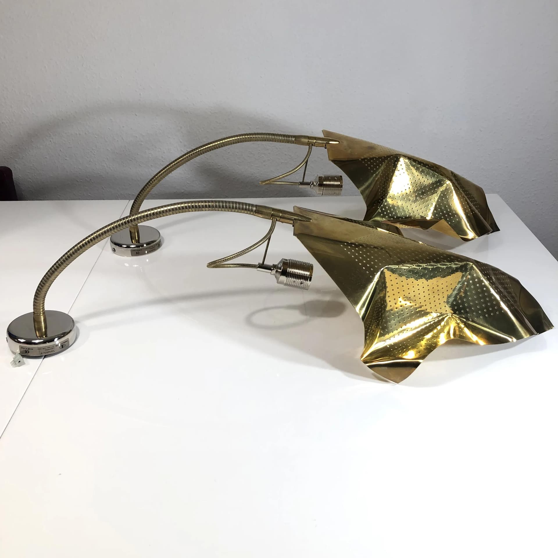 Para kinkietów, mosiądz złoty, Catellani & Smith, Włochy, lata 90. - 33375