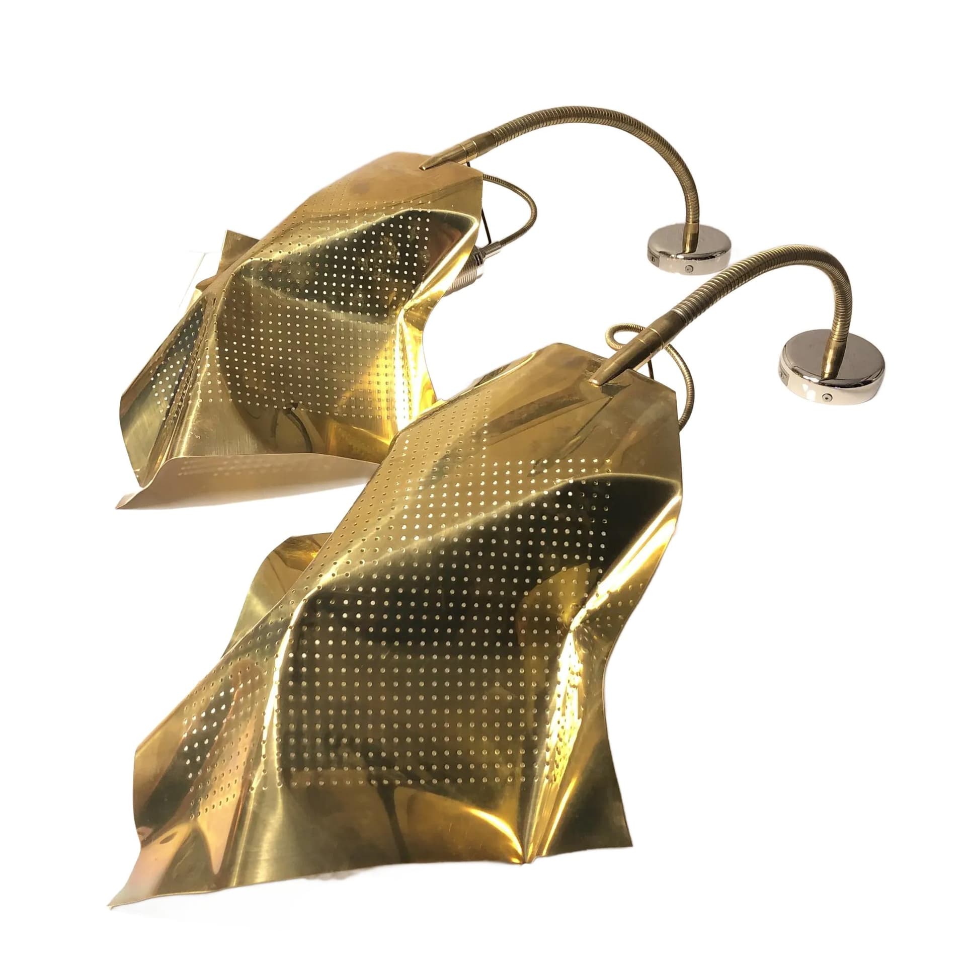 Para kinkietów, mosiądz złoty, Catellani & Smith, Włochy, lata 90.