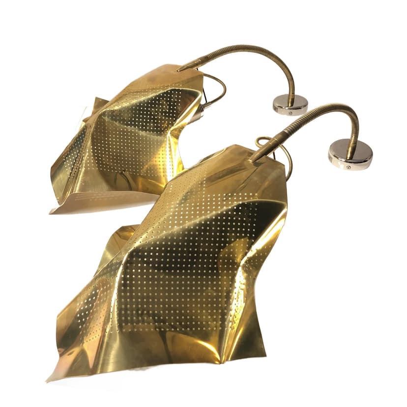 Para kinkietów, mosiądz złoty, Catellani & Smith, Włochy, lata 90.