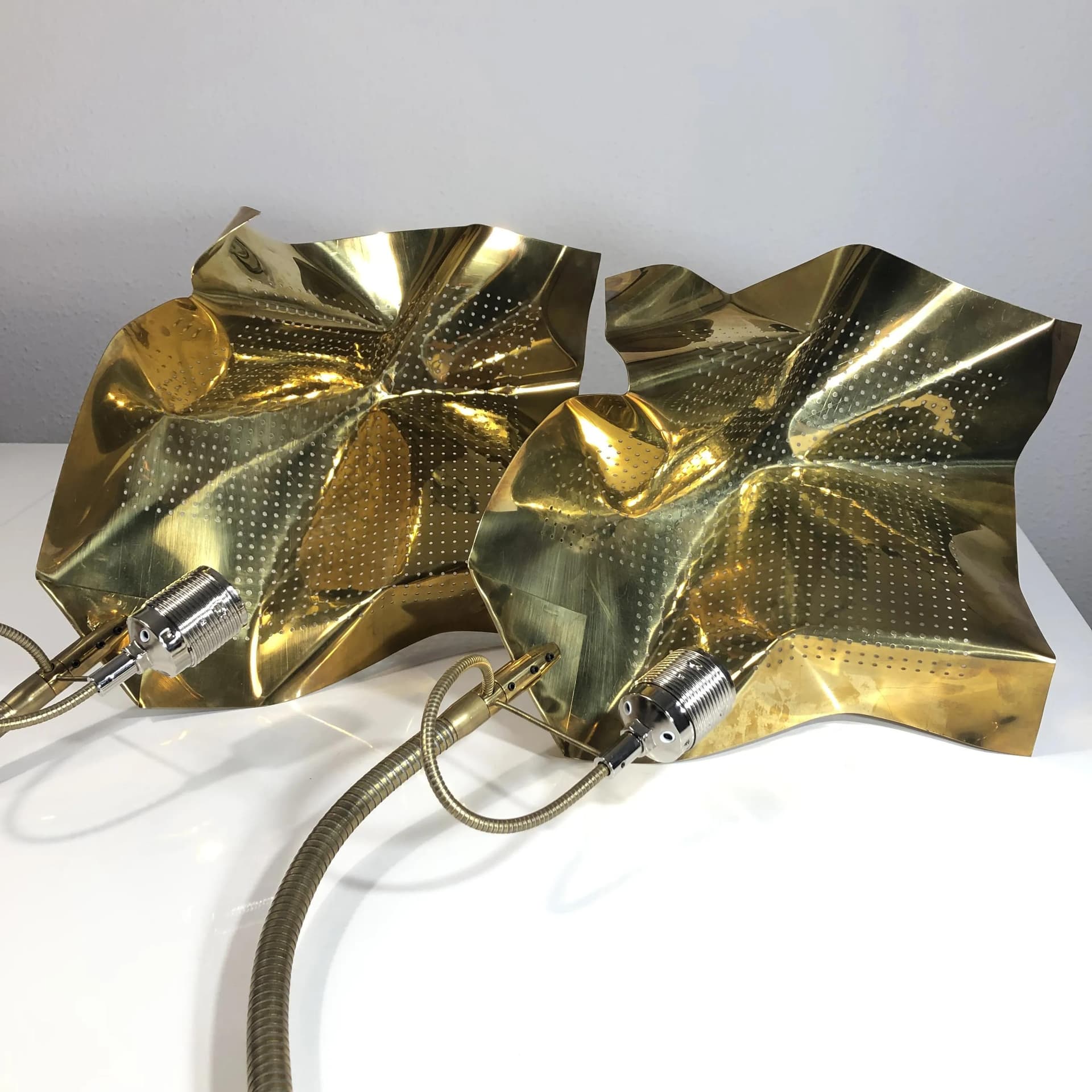 Para kinkietów, mosiądz złoty, Catellani & Smith, Włochy, lata 90. - 33377