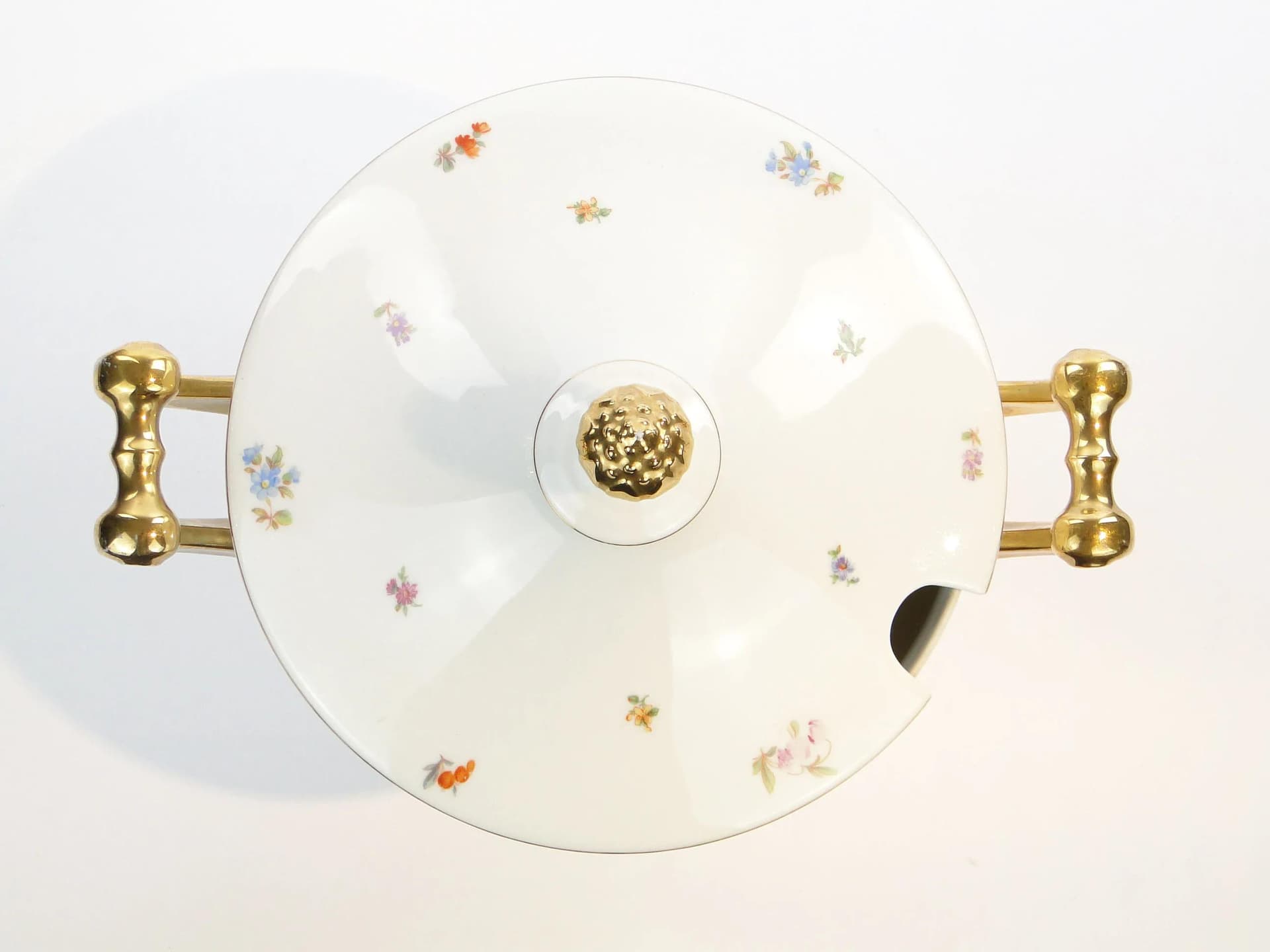 Waza na zupę Empire, biała porcelana, złocona, proj. B. Wysocki, J. Steckiewicz, Ćmielów, Polska, lata 30. - 33457