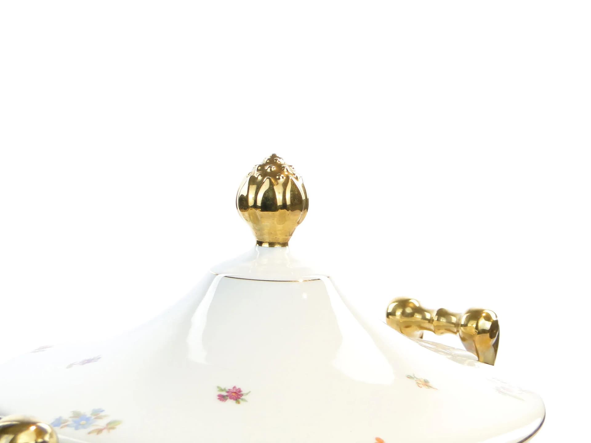 Waza na zupę Empire, biała porcelana, złocona, proj. B. Wysocki, J. Steckiewicz, Ćmielów, Polska, lata 30. - 33454