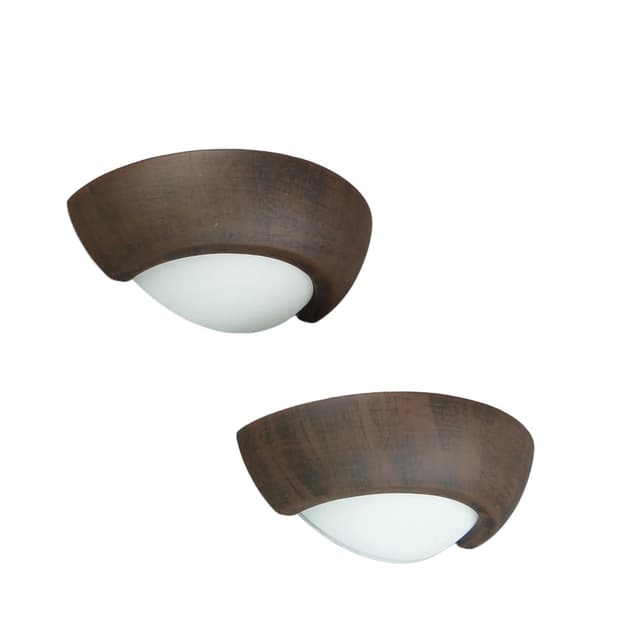 Para kinkietów, ceramika brązowy, szkło mleczne, Polska, lata 70. - WYMIARY