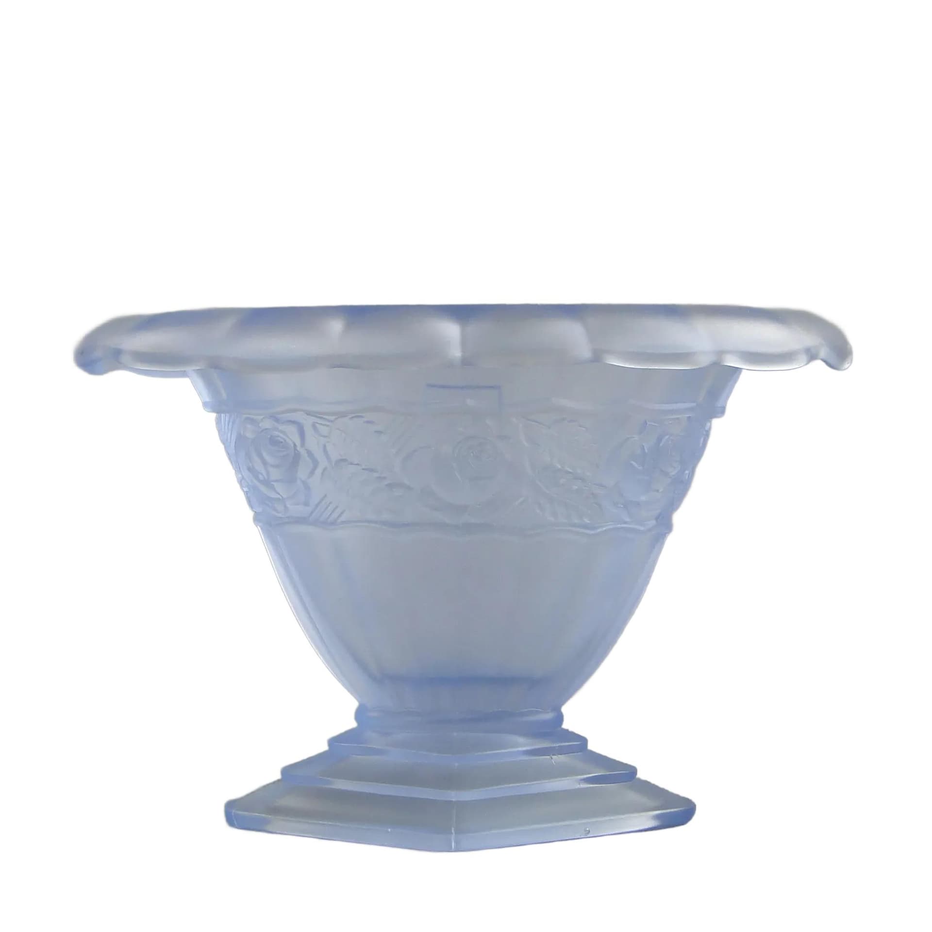 Wazon Art Deco, turkusowy, szkło, Huta Hortensja, Polska, lata 30.