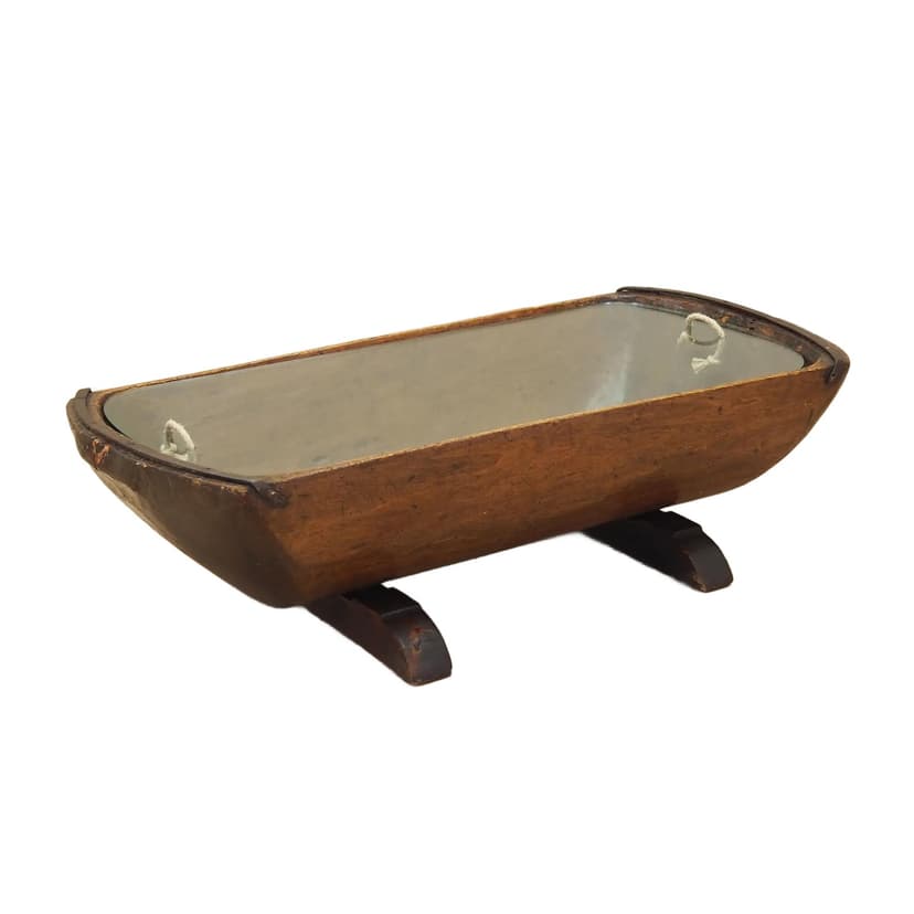 Coffee table, light brown pine, glass, Italy, 1960s.