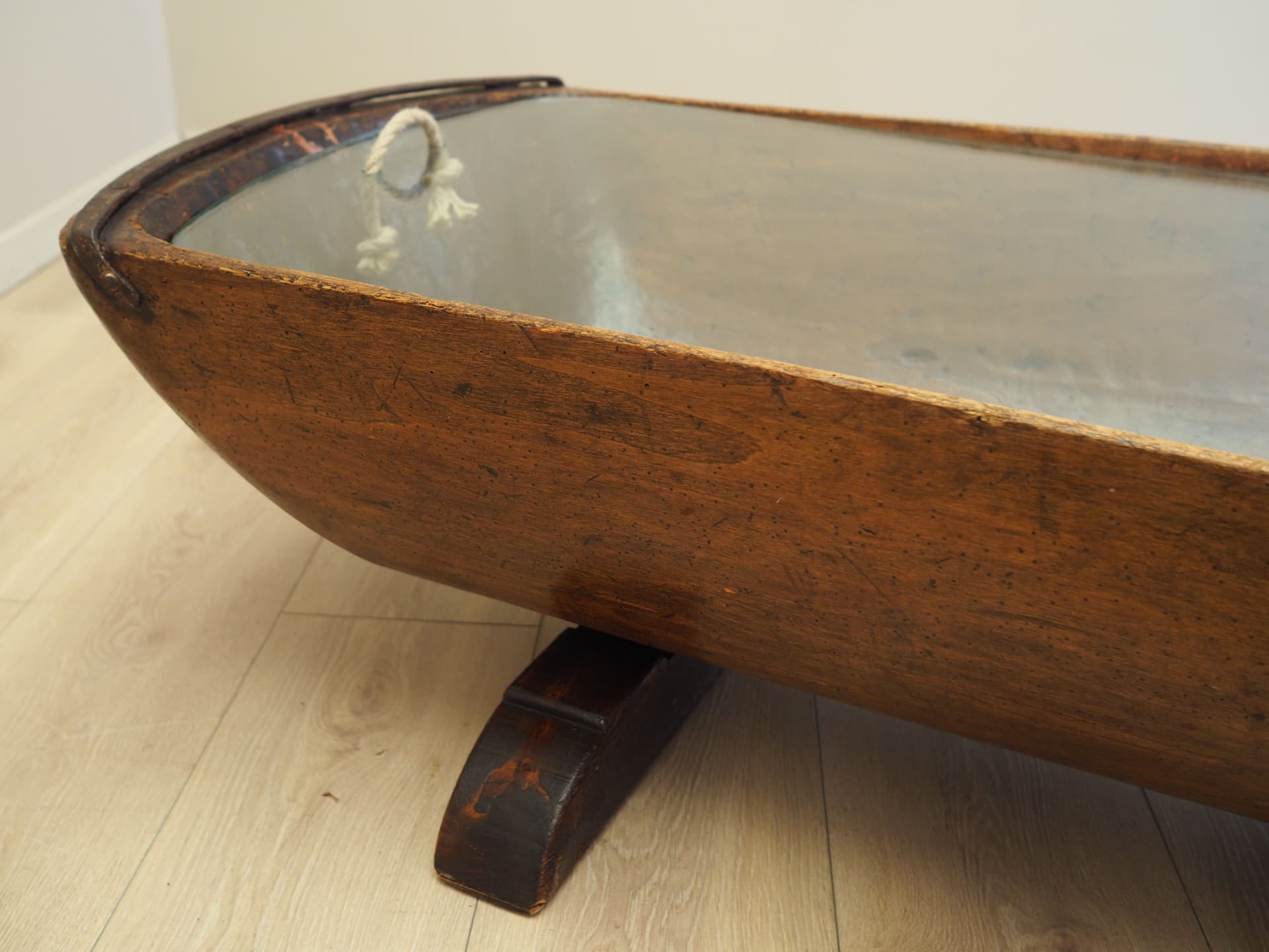 Stolik kawowy, sosna jasnobrązowa, szkło, Włochy, lata 60. - 63913