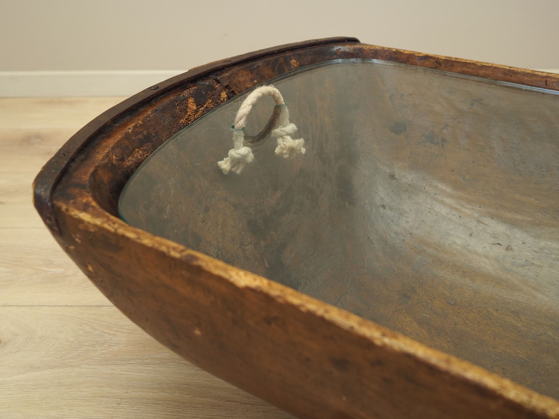 Stolik kawowy, sosna jasnobrązowa, szkło, Włochy, lata 60. - 63911