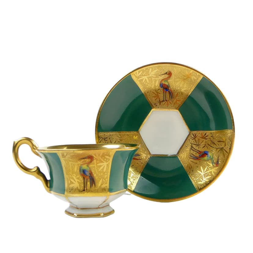 Mocha cup Art Deco, green, porcelain, Czechoslovakia, 1930s