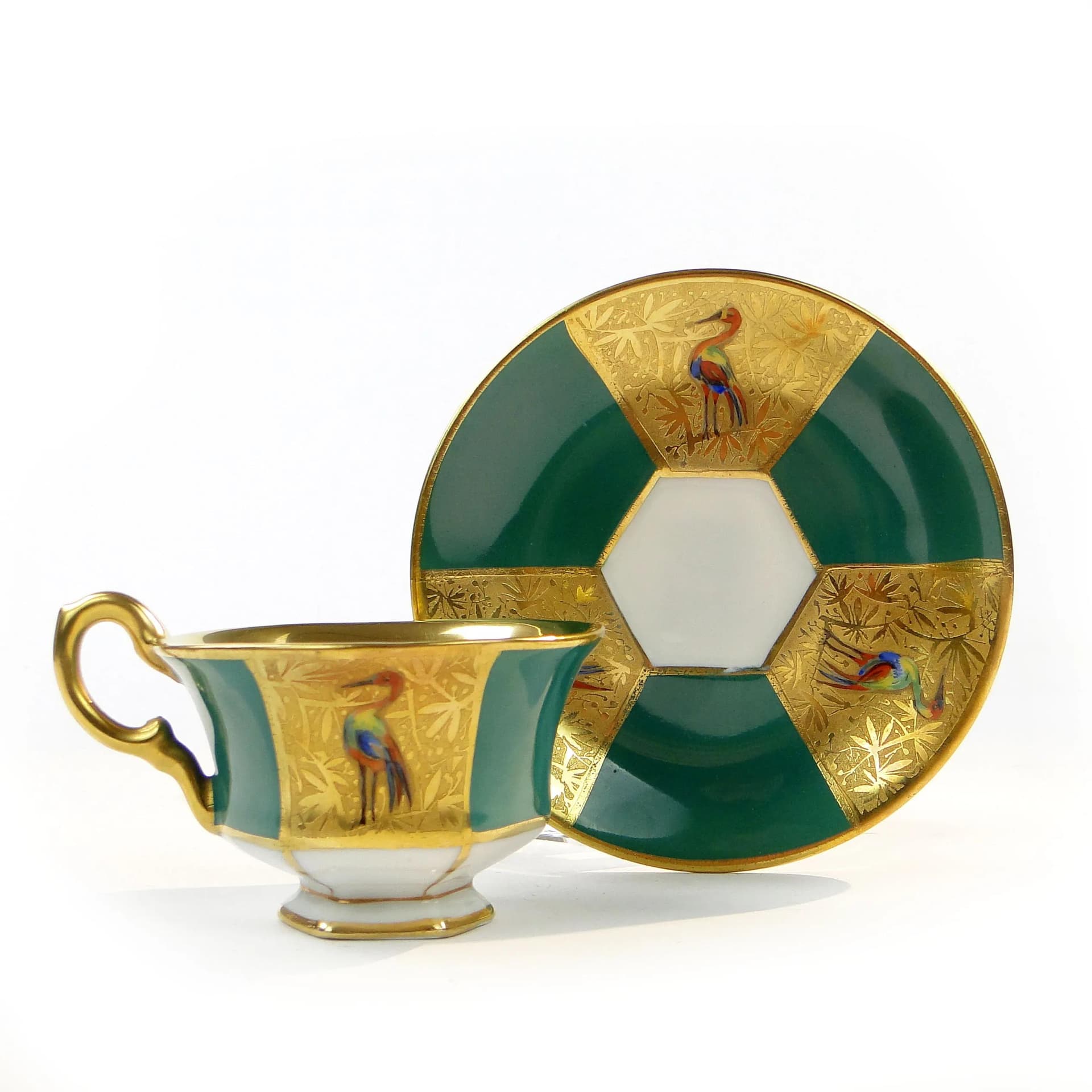 Filiżanka do mokki Art déco, zielony, porcelana, Czechosłowacja, lata 30. - 33616