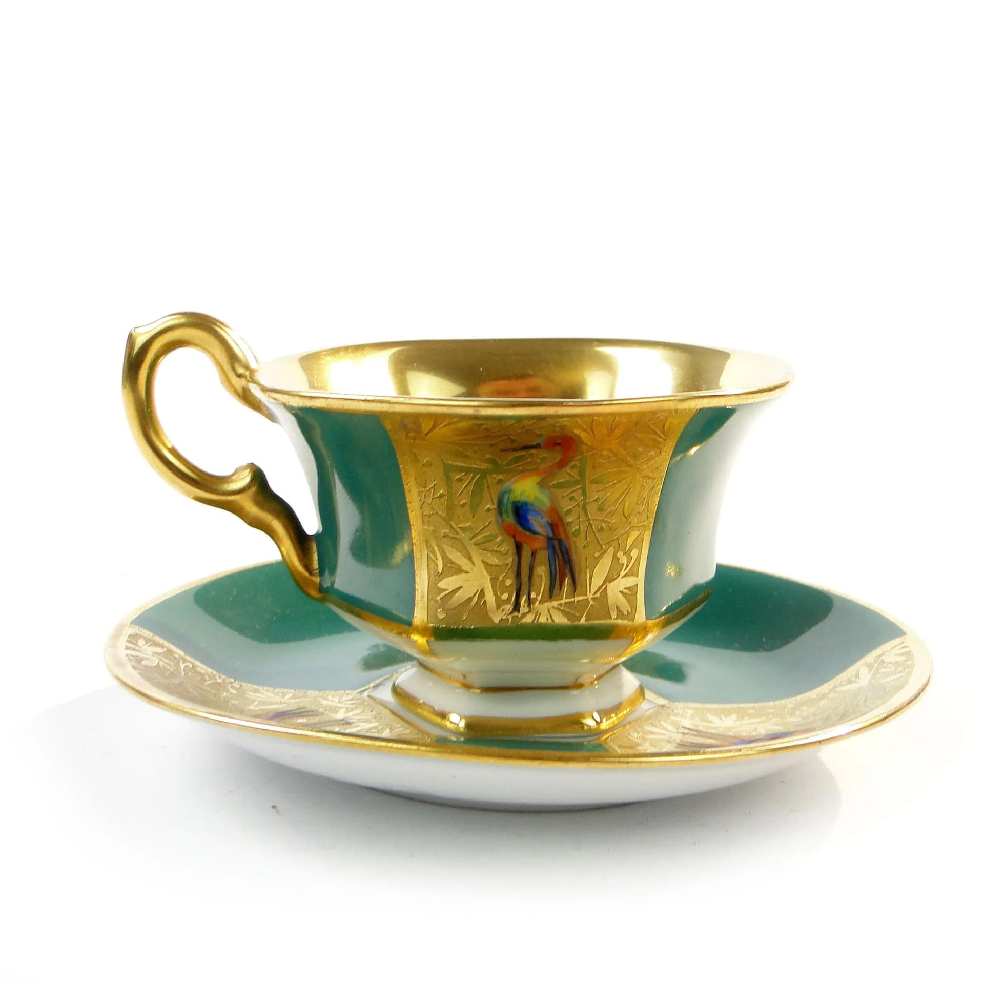 Filiżanka do mokki Art déco, zielony, porcelana, Czechosłowacja, lata 30. - 33610