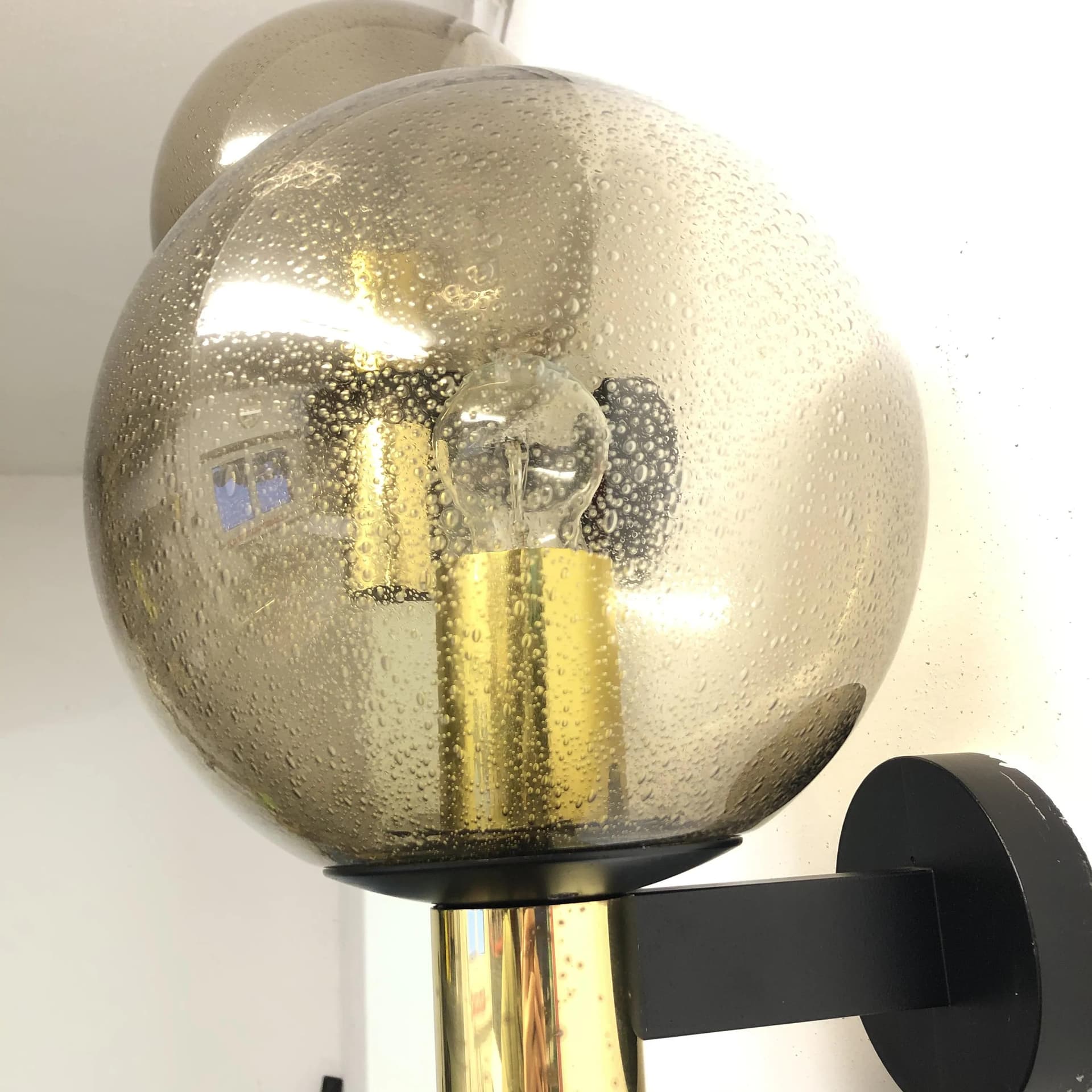 Pair of wall sconces, dark brown glass, Glashutte Limburg, Germany, 1970s. - 33576