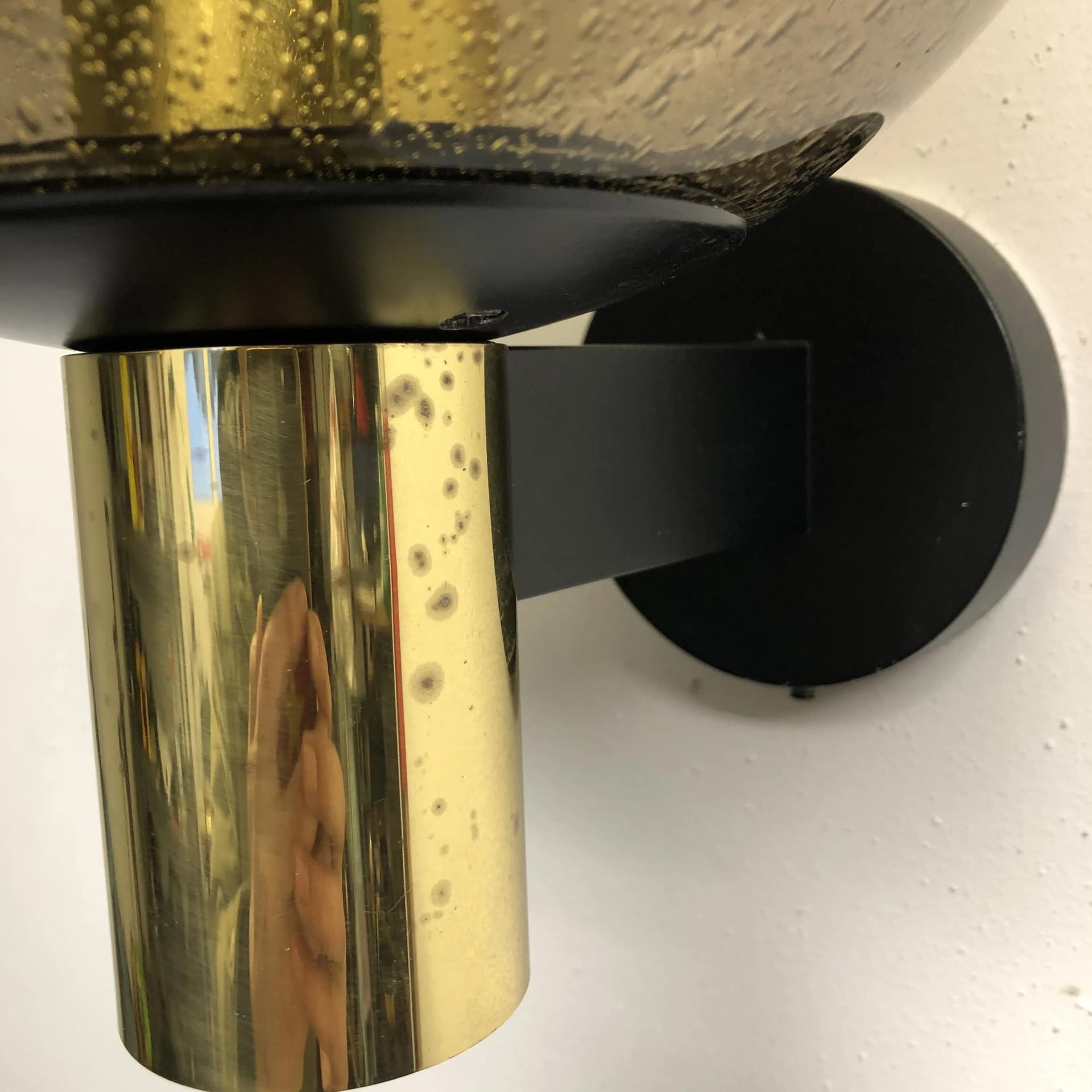 Pair of wall sconces, dark brown glass, Glashutte Limburg, Germany, 1970s. - 33573