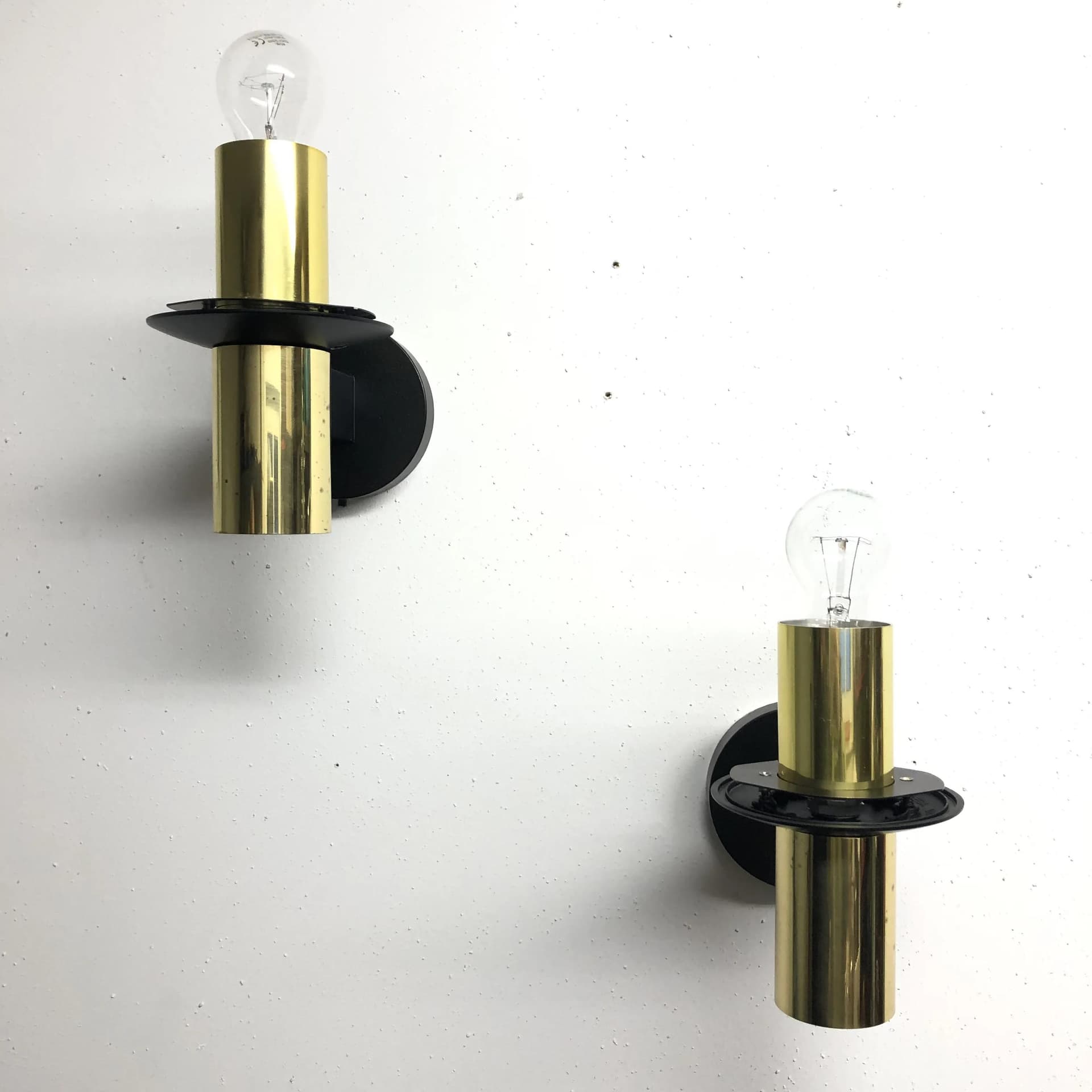 Pair of wall sconces, dark brown glass, Glashutte Limburg, Germany, 1970s. - 33572