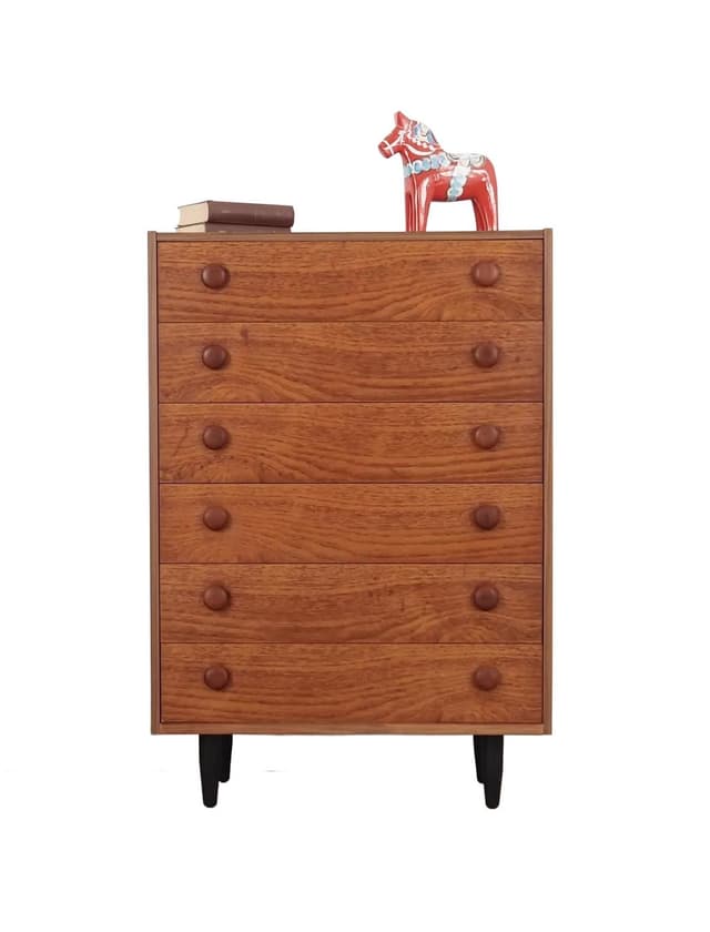 Chest of drawers, brown teak, Denmark, 1960s. - DIMENSION