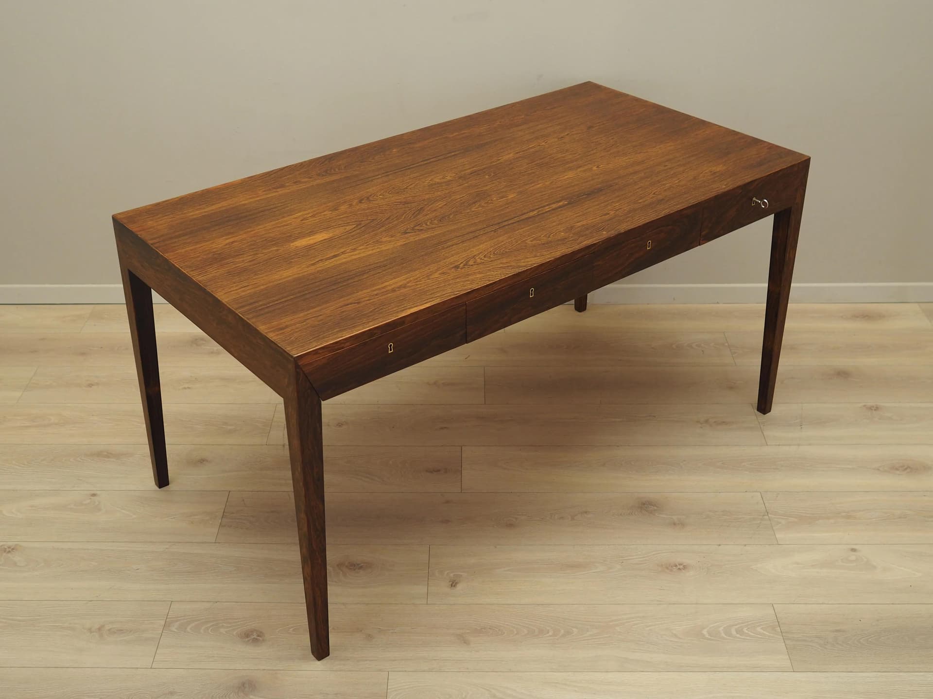 Desk, brown rosewood, by S. Hansen, Haslev Møbelsnedkeri, Denmark, 1960s. - 33656