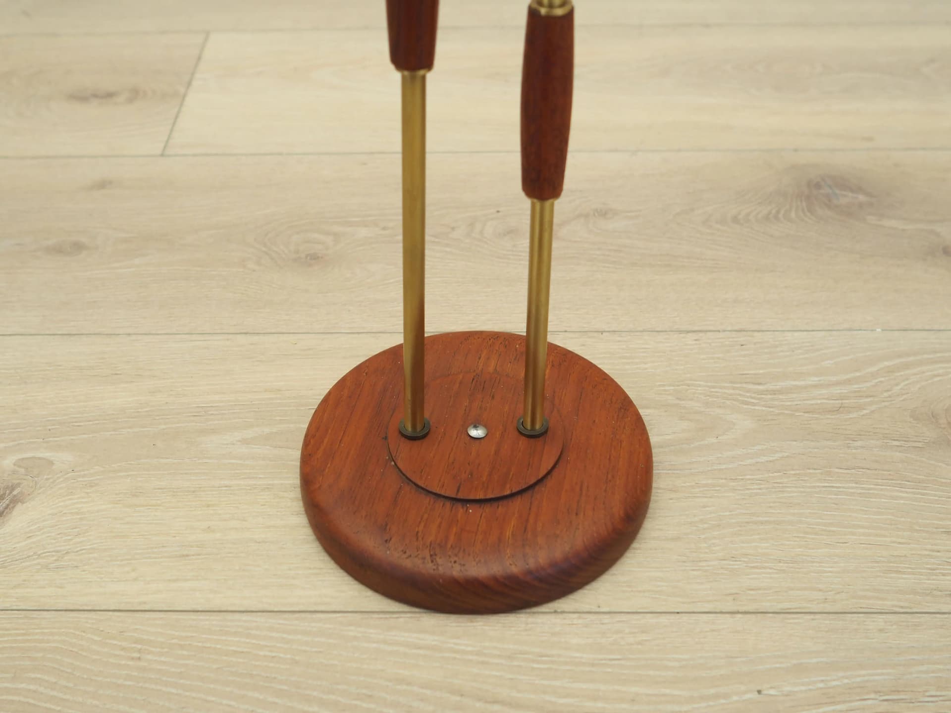 Popielniczka, teak brązowy, mosiądz złoty, Dania, lata 70. - 33640