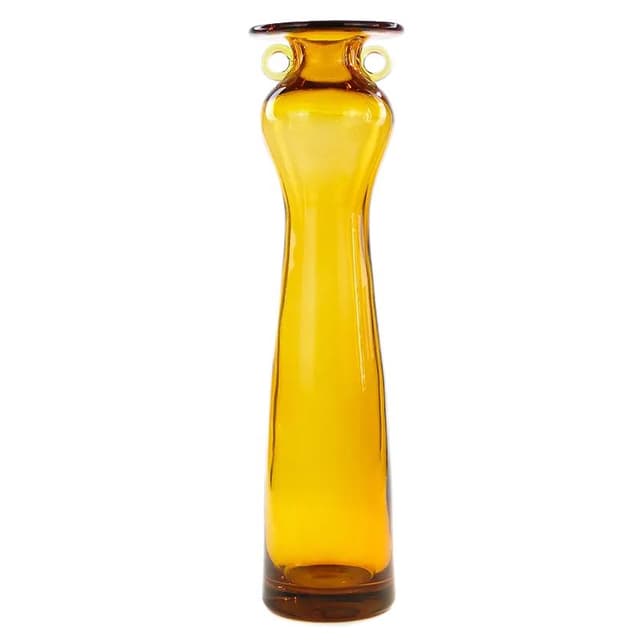 Amphora vase, yellow glass, by K. Krawczyk, Poland, 1970s. - DIMENSION