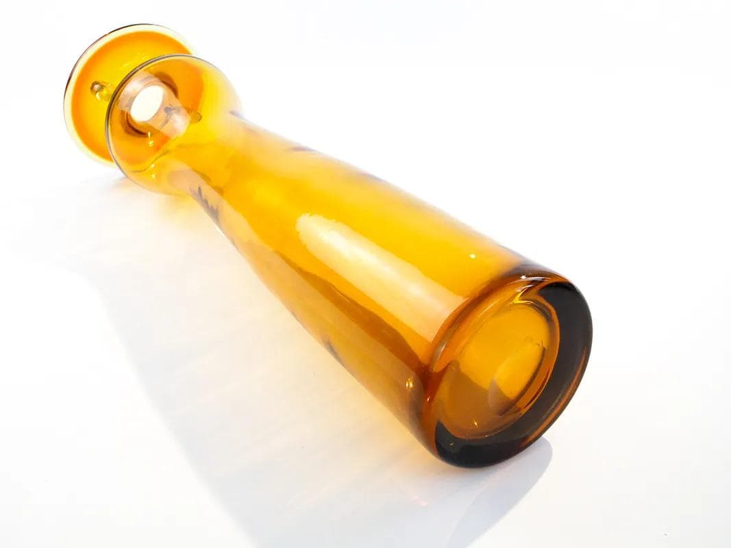 Amphora vase, yellow glass, by K. Krawczyk, Poland, 1970s. - 33744