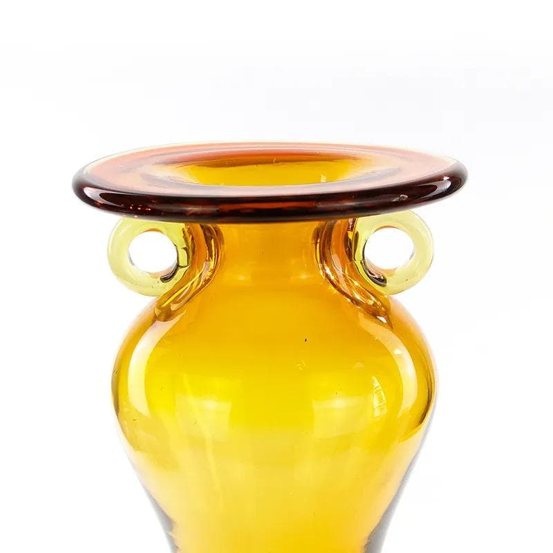 Amphora vase, yellow glass, by K. Krawczyk, Poland, 1970s. - 33739