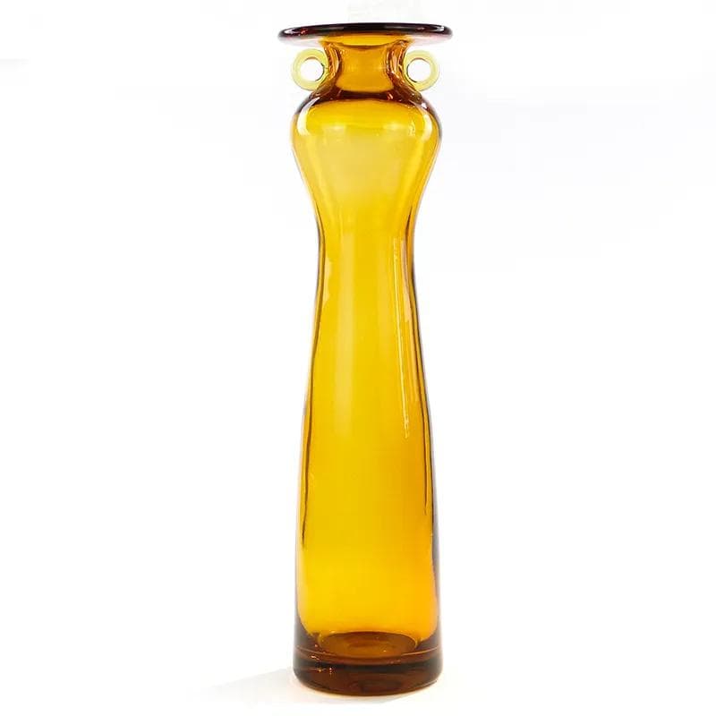 Amphora vase, yellow glass, by K. Krawczyk, Poland, 1970s. - 33738