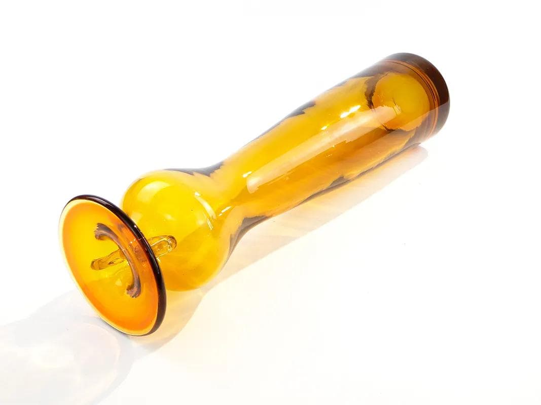 Amphora vase, yellow glass, by K. Krawczyk, Poland, 1970s. - 33742