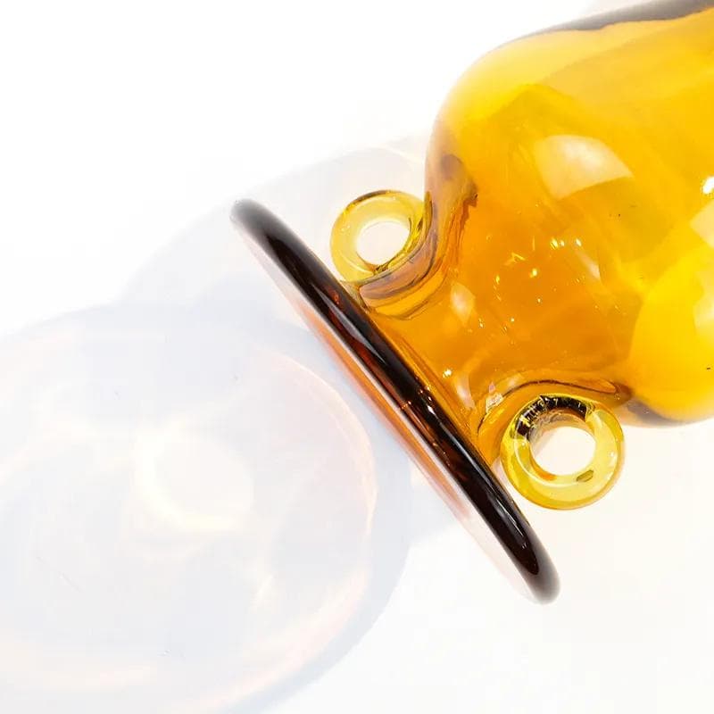 Amphora vase, yellow glass, by K. Krawczyk, Poland, 1970s. - 33743