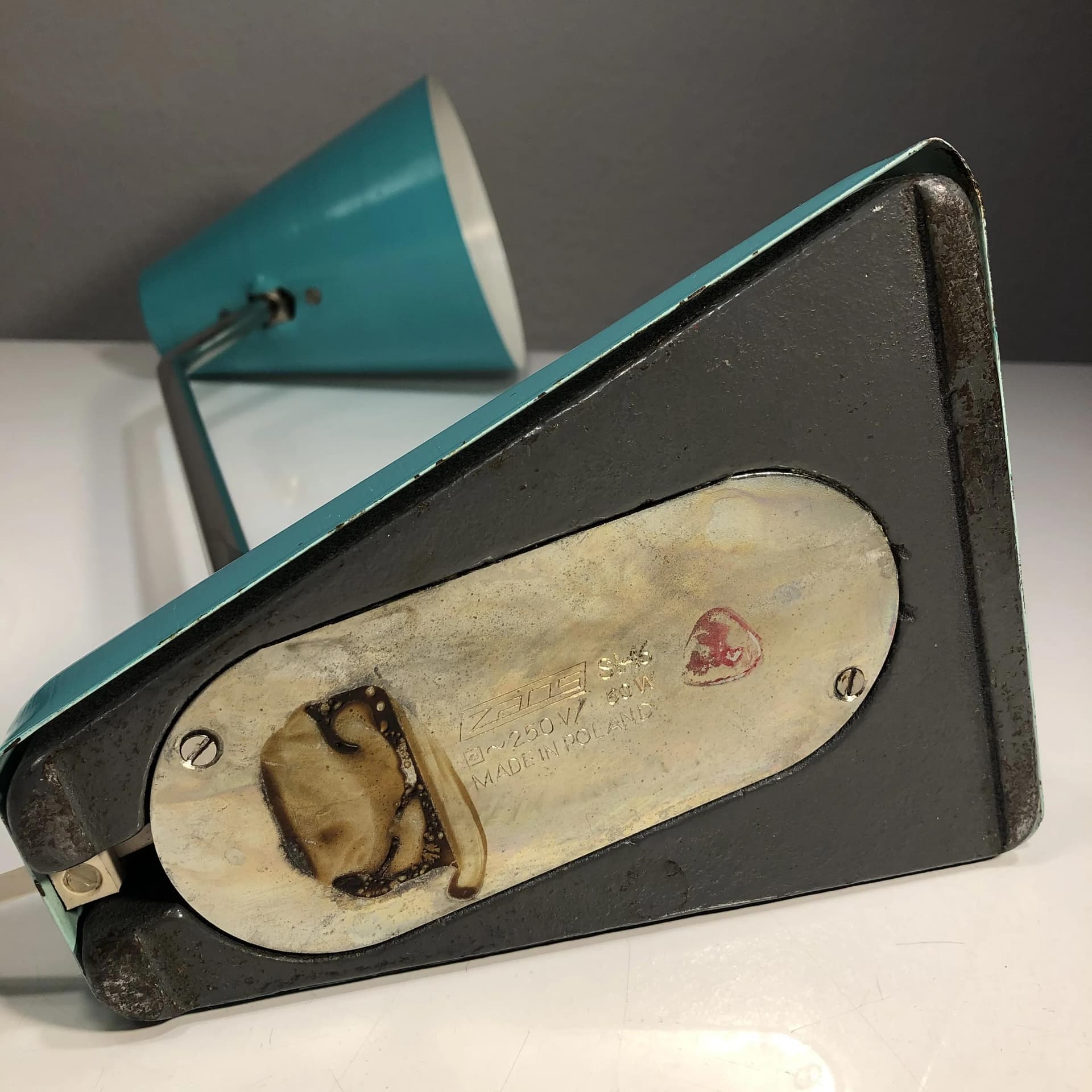 Lampka biurkowa Zaos St46, metal turkusowy, Zaos, Polska, lata 70. - 33711