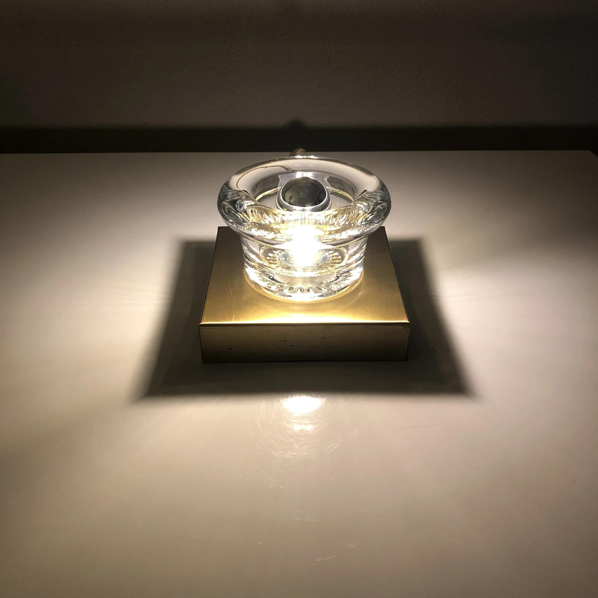 Komplet trzech kinkietów, szkło transparent, mosiądz, Cosack, Niemcy, lata 70. - 33702