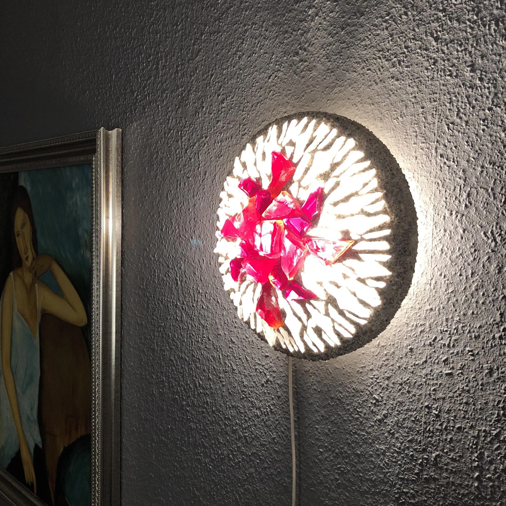 Para kinkietów brutalistycznych, beton szary, szkło, Niemcy, lata 60. - 33689