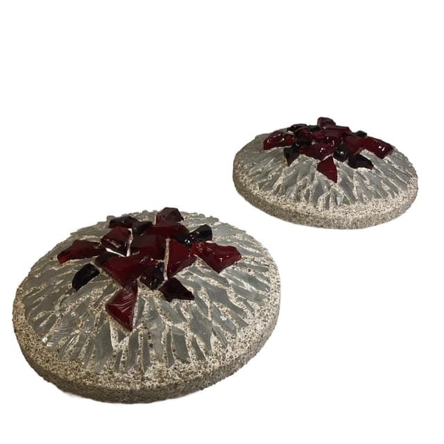 Para kinkietów brutalistycznych, beton szary, szkło, Niemcy, lata 60. - WYMIARY