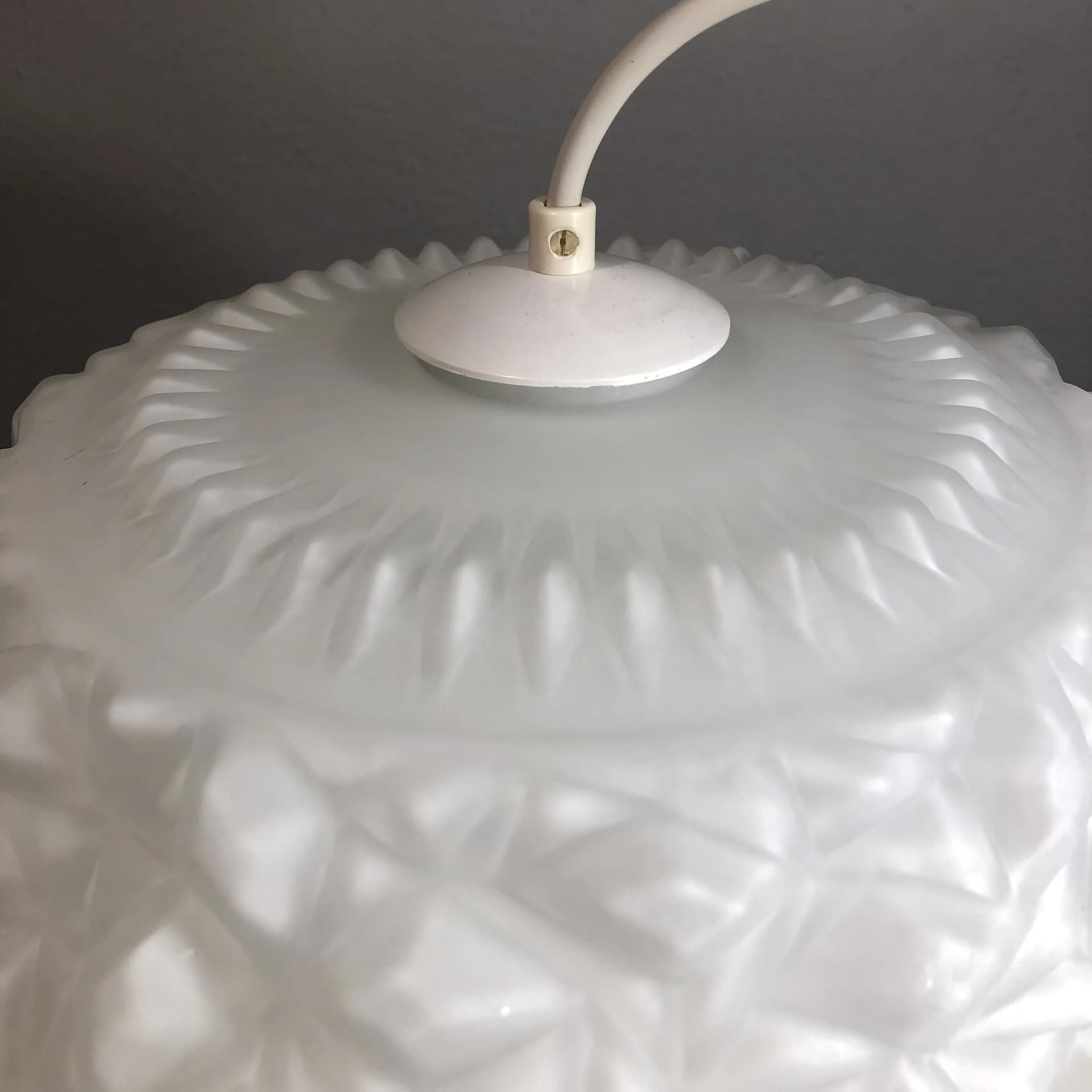 Pendant lamp, white opaline glass, white bakelite, Germany, 1970s. - 33660