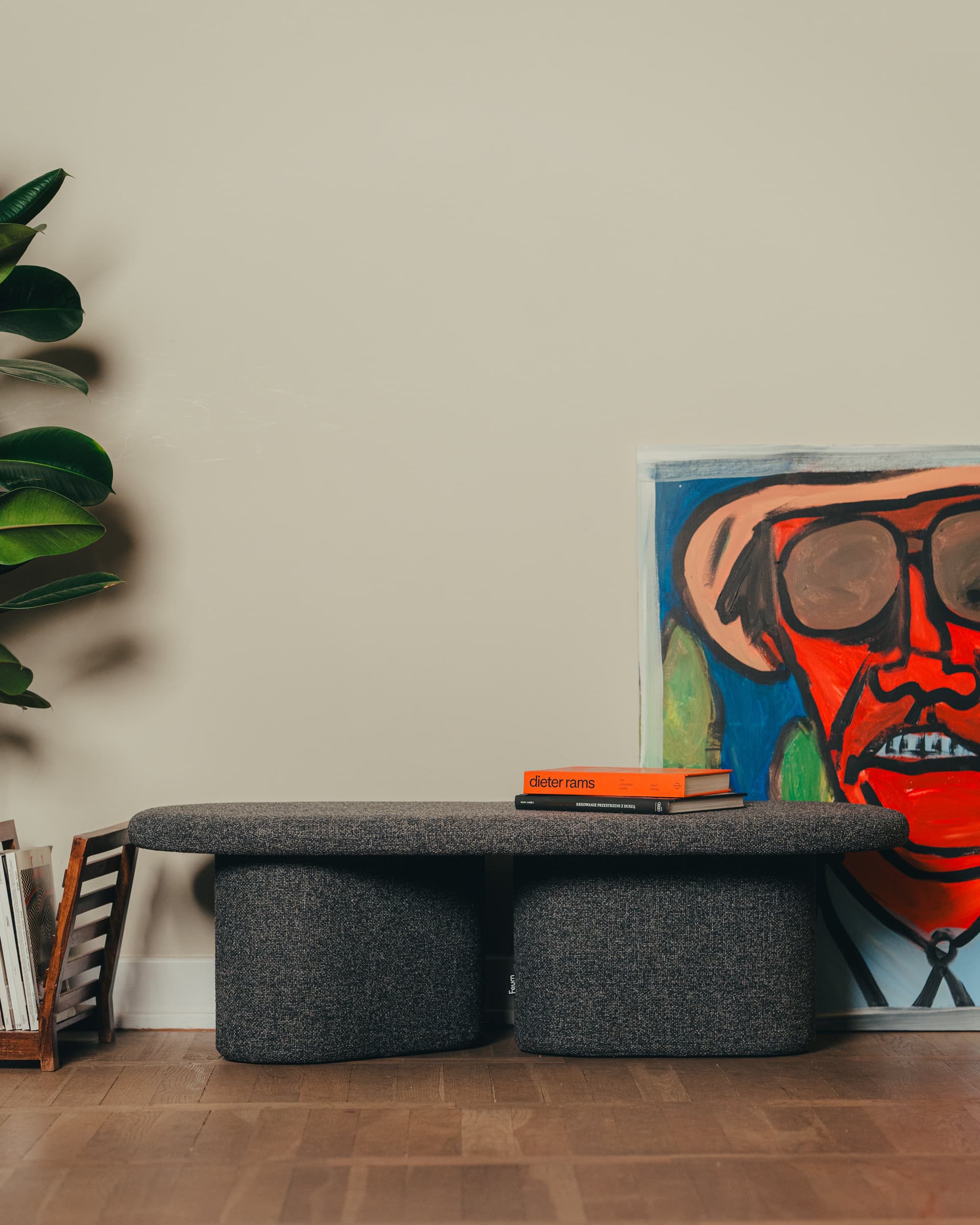 Ławka tapicerowana Ovo szary, Feum - 33904