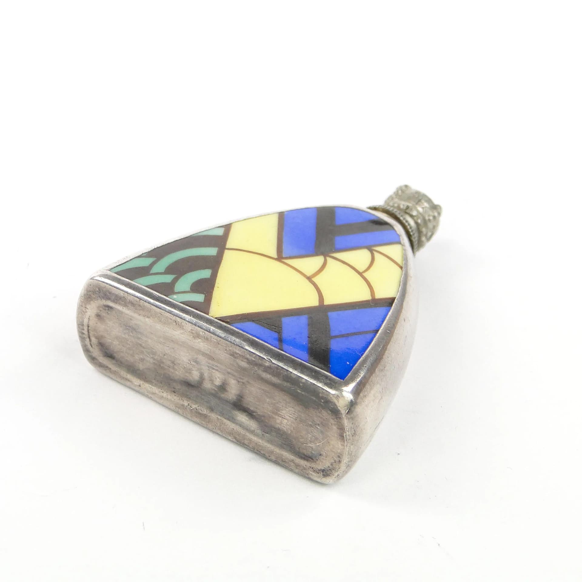 Flakon na perfumy art déco, multikolor, porcelana srebro, Holandia, lata 20. - 34035