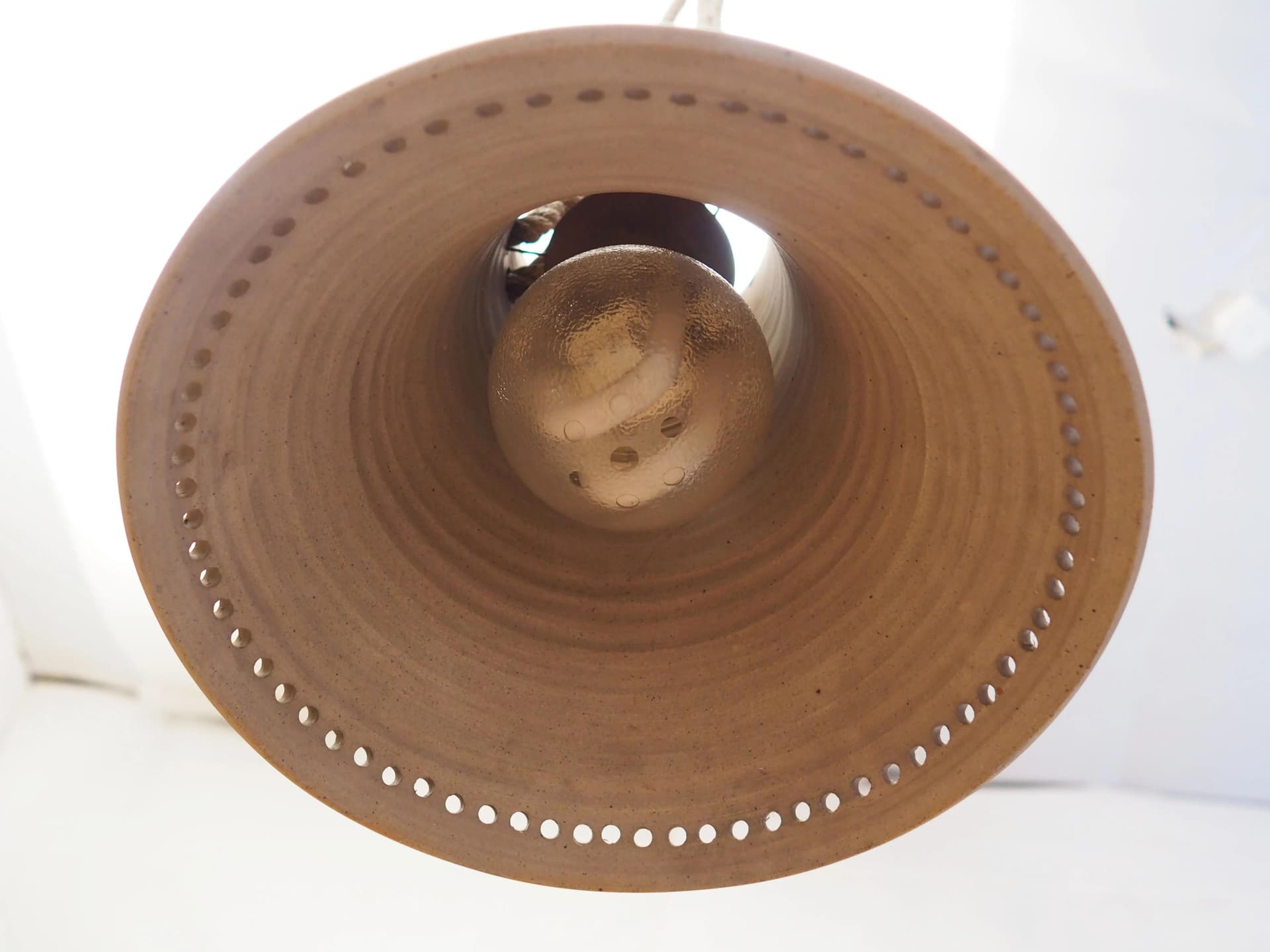 Pendant lamp, beige, ceramics, Denmark, 1960s. - 34106