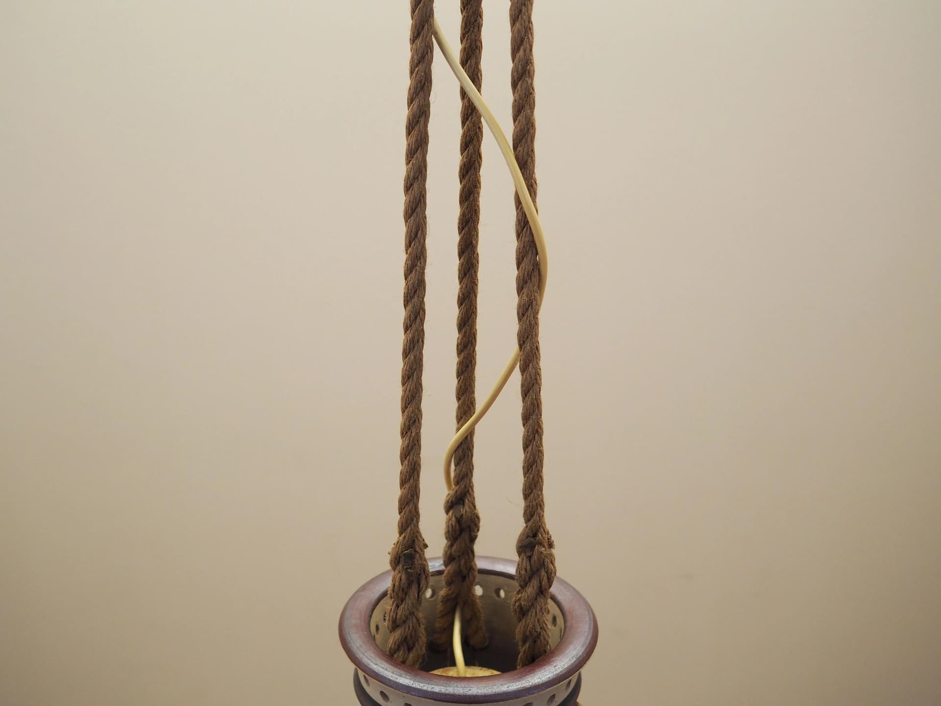 Pendant lamp, beige, ceramics, Denmark, 1960s. - 34105