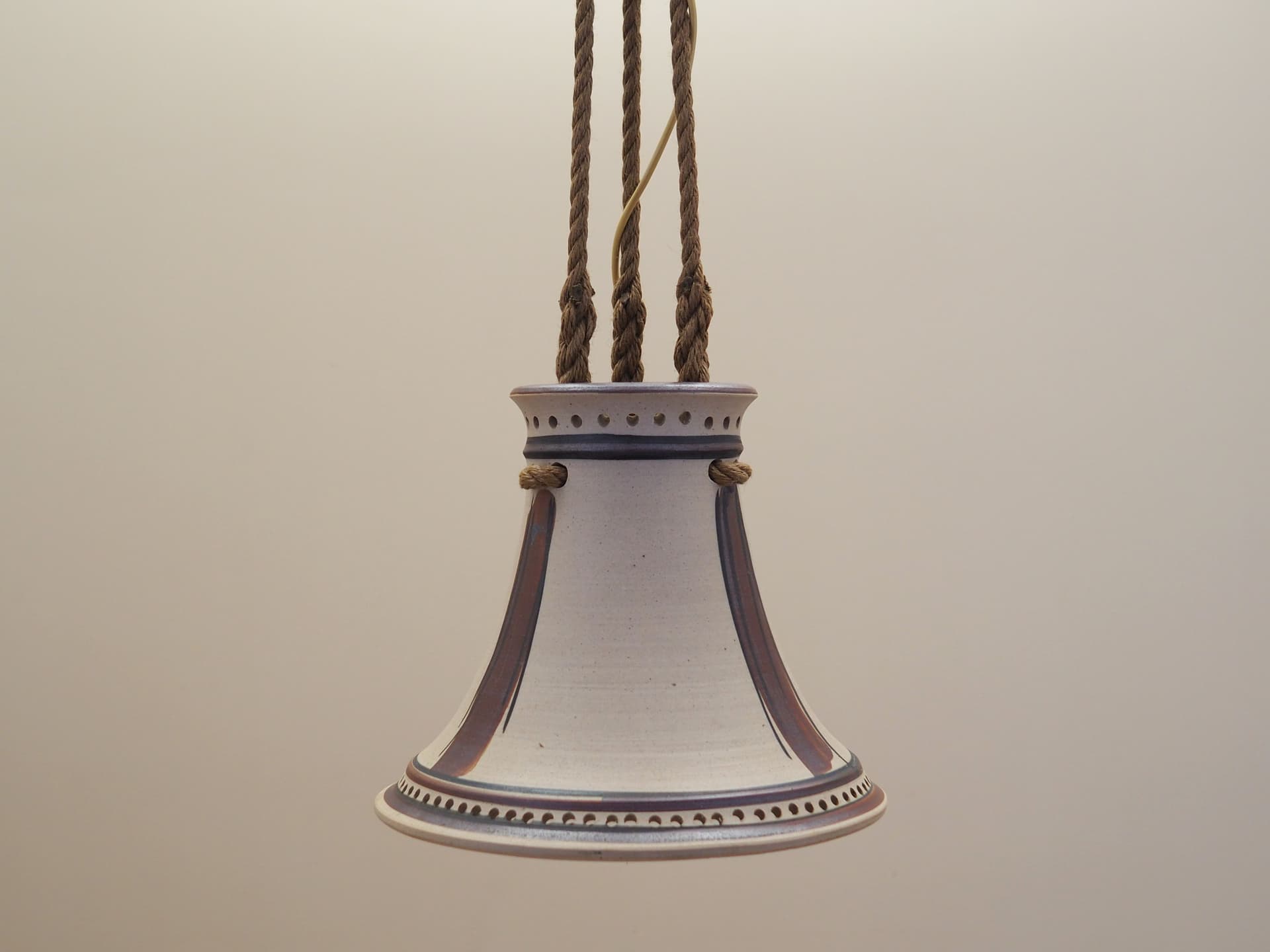 Pendant lamp, beige, ceramics, Denmark, 1960s. - 63780