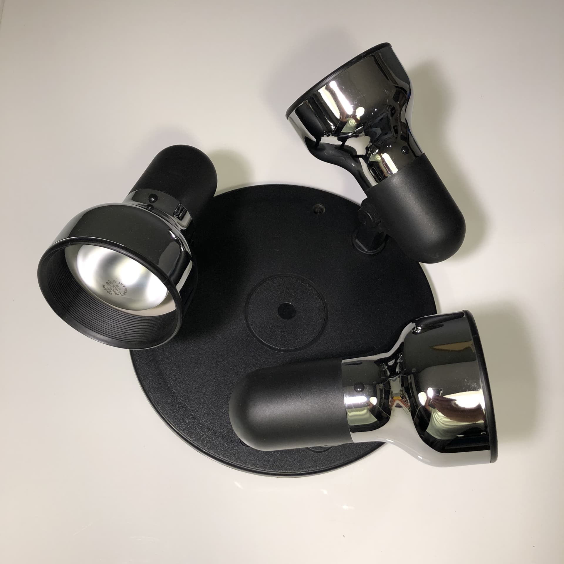 Black and Chrome 3-Light Ceiling Lamp, Germany, 1980s - 33932