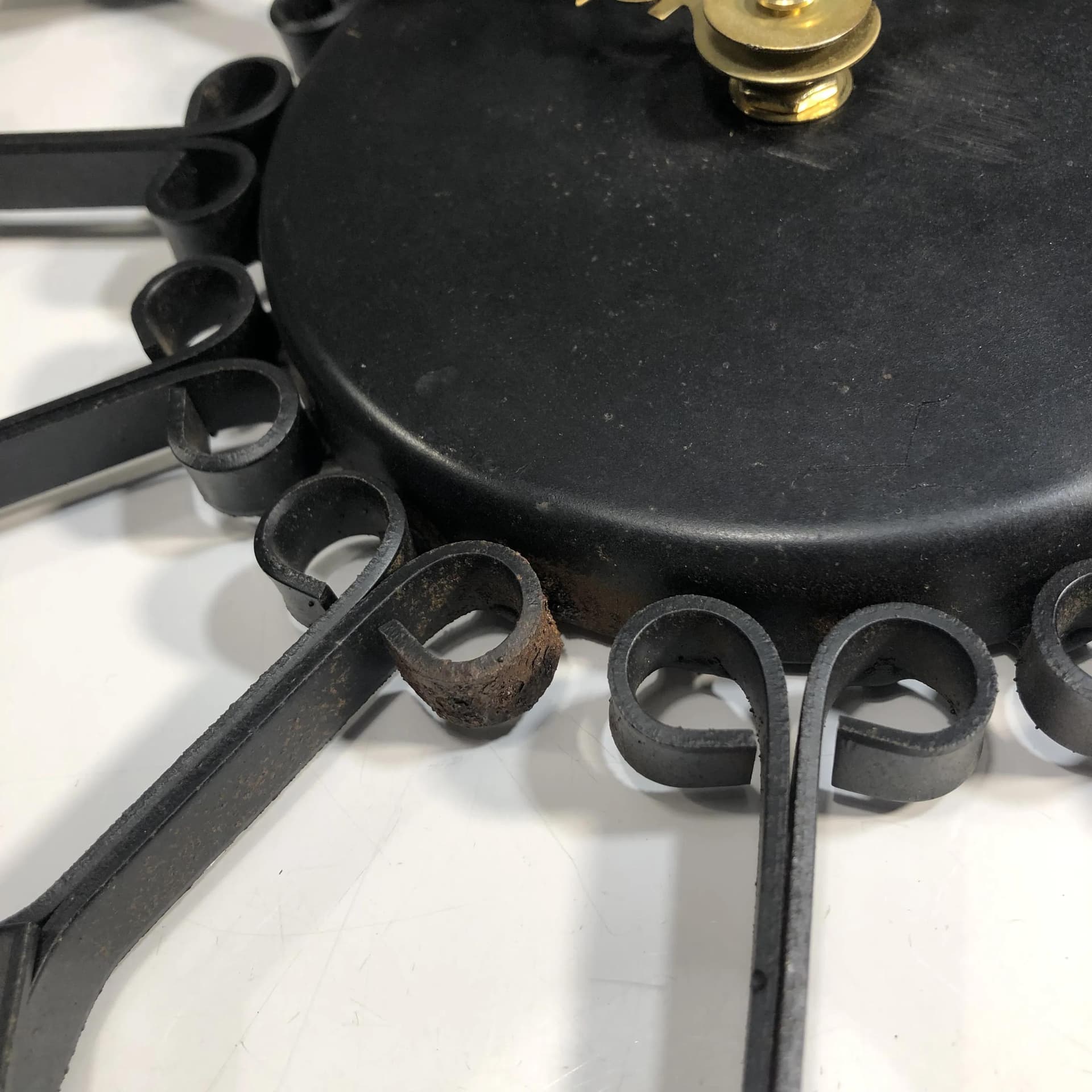 Brutalistyczny, stalowo-mosiężny zegar ścienny, Niemcy, lata 60. - 33929