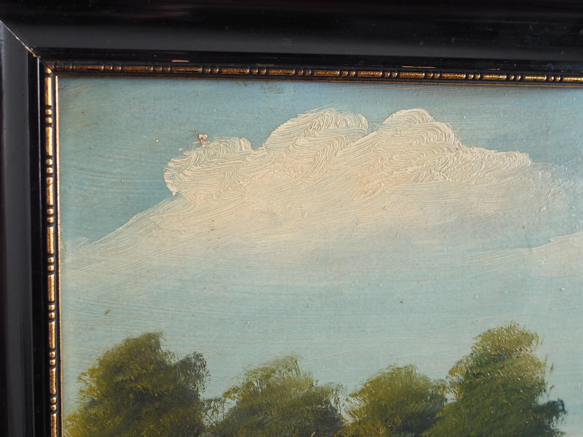 Obraz skandynawski, multikolor, olej na desce, drewno, Polska, lata 70. - 34098