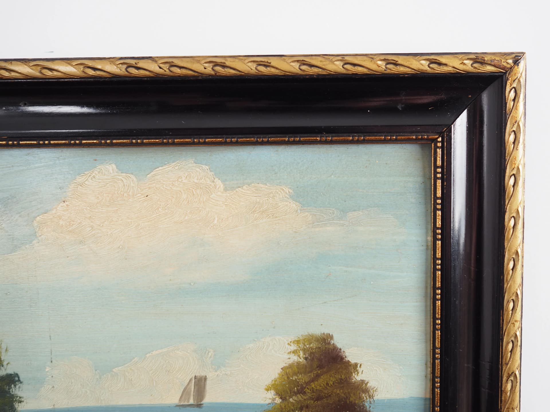 Obraz skandynawski, multikolor, olej na desce, drewno, Polska, lata 70. - 34102