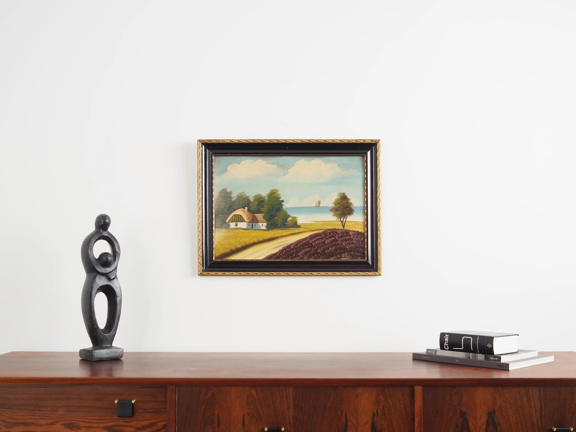 Obraz skandynawski, multikolor, olej na desce, drewno, Polska, lata 70. - 34095