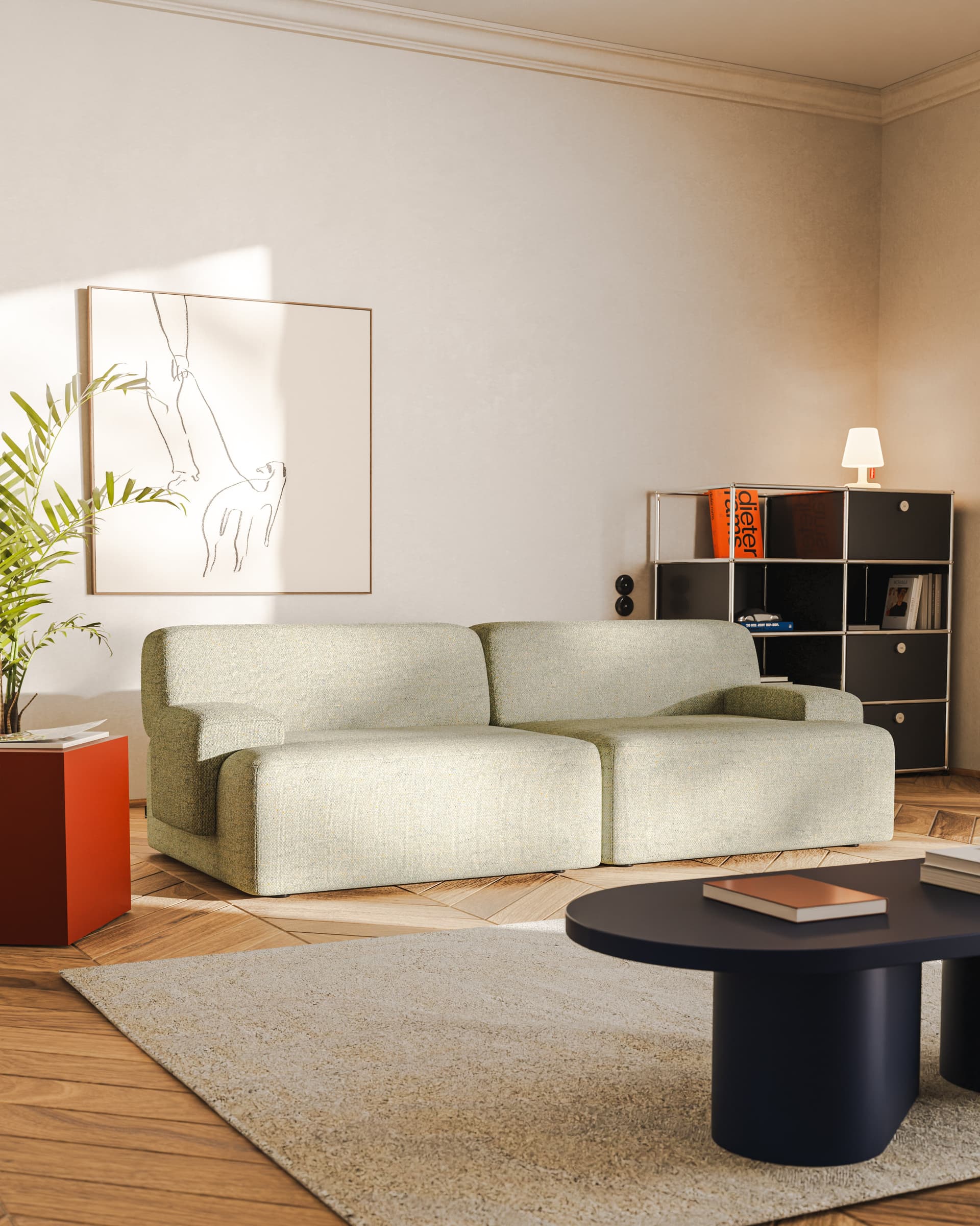 Sofa modułowa Umi 200 cm jasny zielony, Feum - 33868