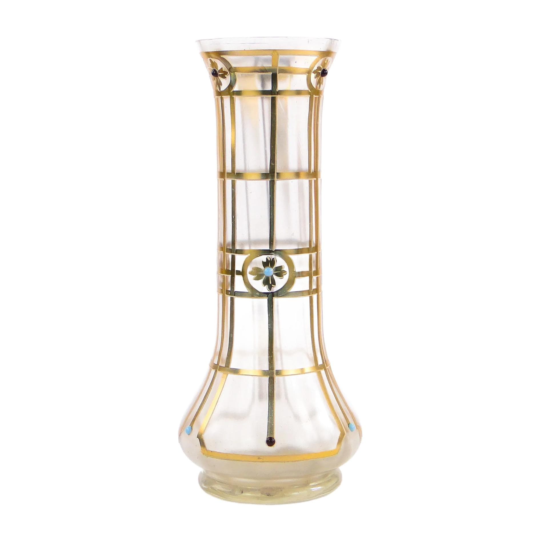 Vase Geometric Secession, Wiener Werkstätte, opaline glass ivory, Austria, 1900