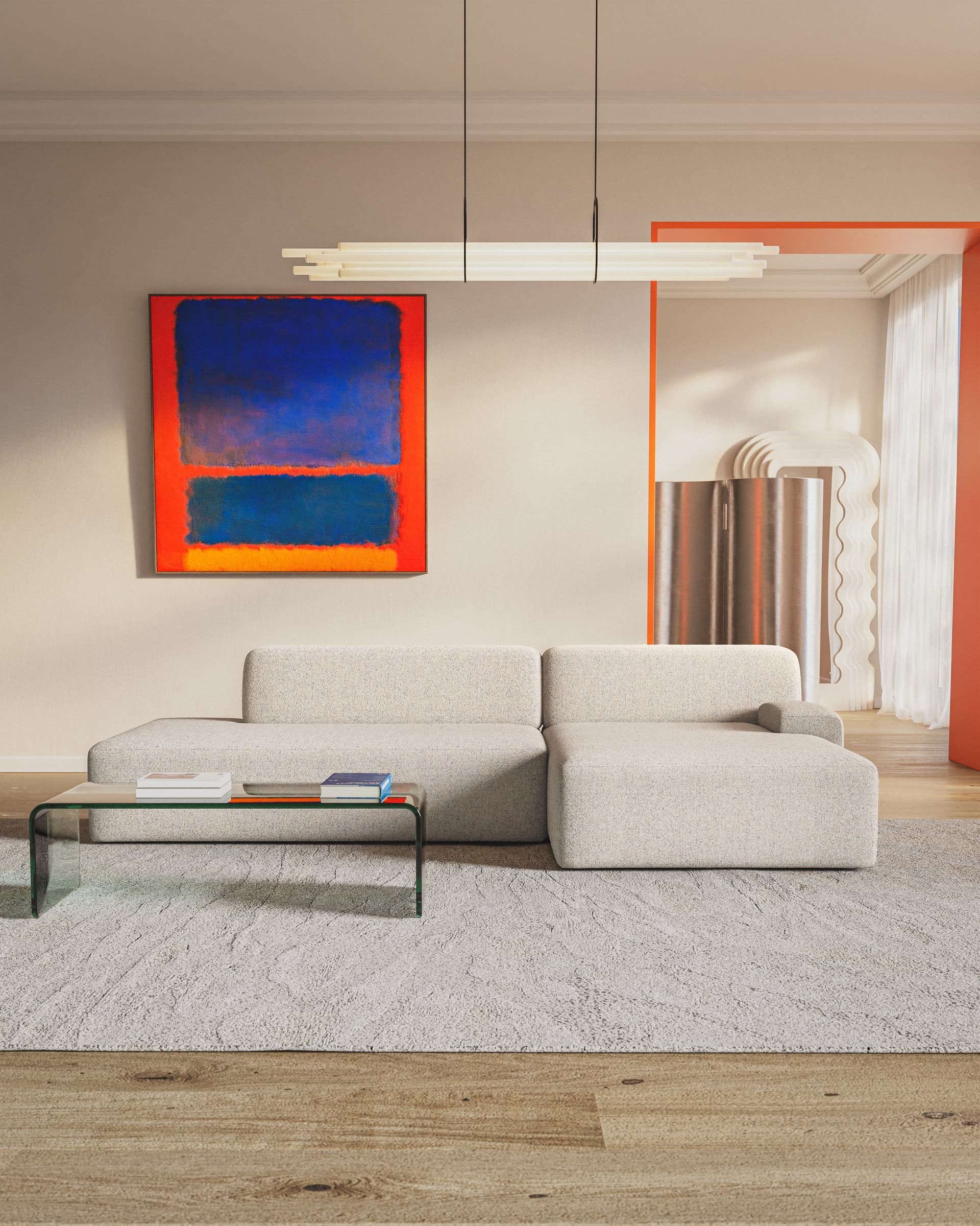 Sofa modułowa Umi narożna prawostronna 255 cm beżowy, Feum - 34237