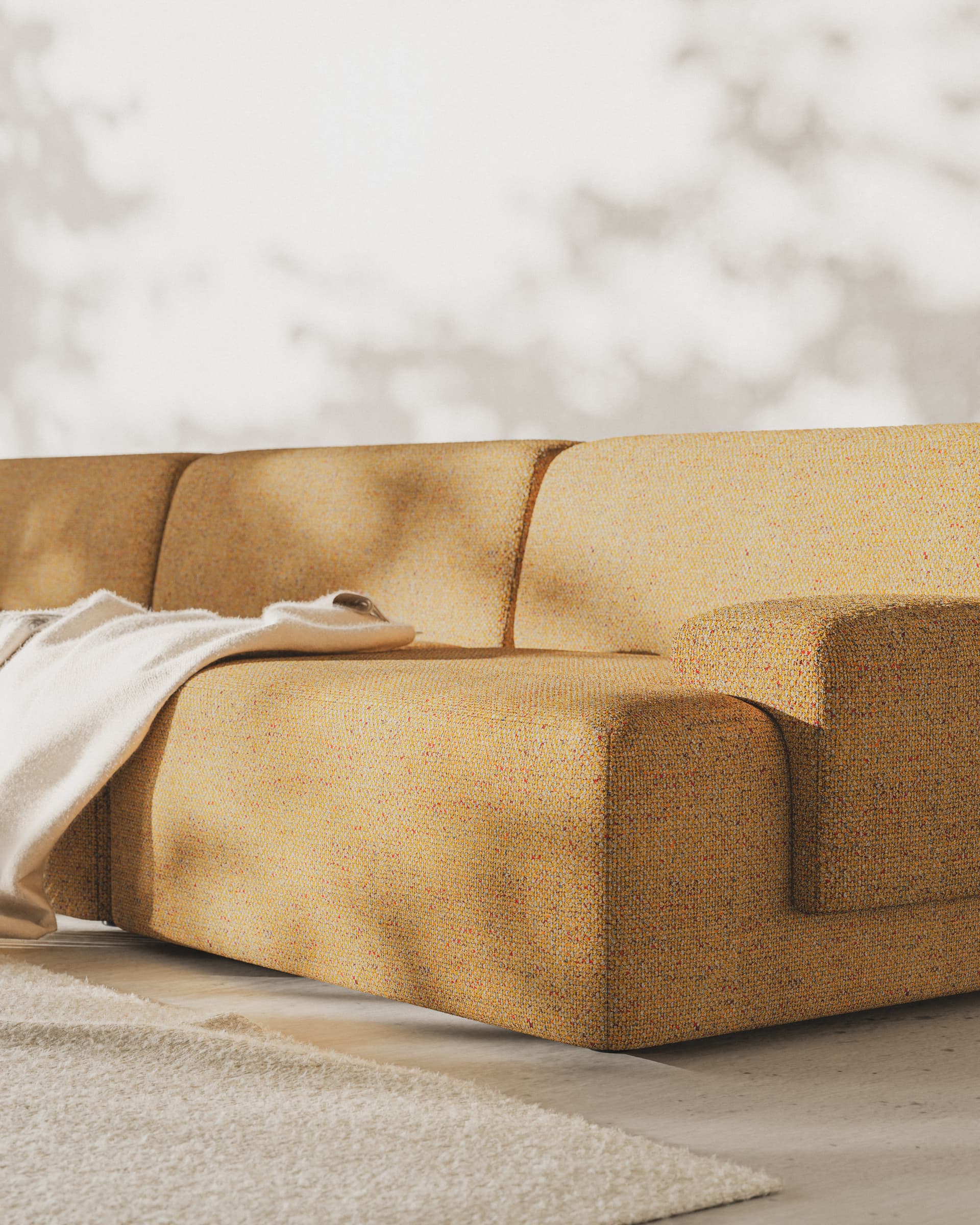 Sofa modułowa Umi narożna prawostronna 295 cm żółty, Feum - 34225